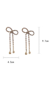 RHINESTONE BOW CHAIN EARRINGS