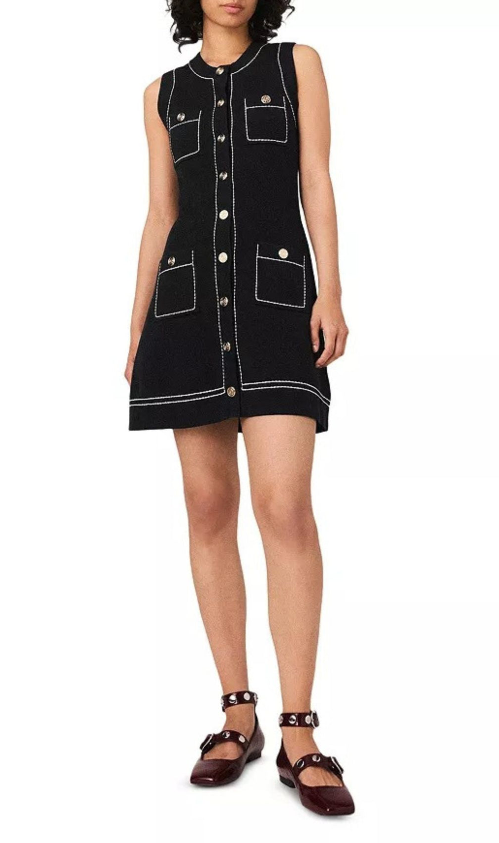 Topstitched Knit Shift Dress