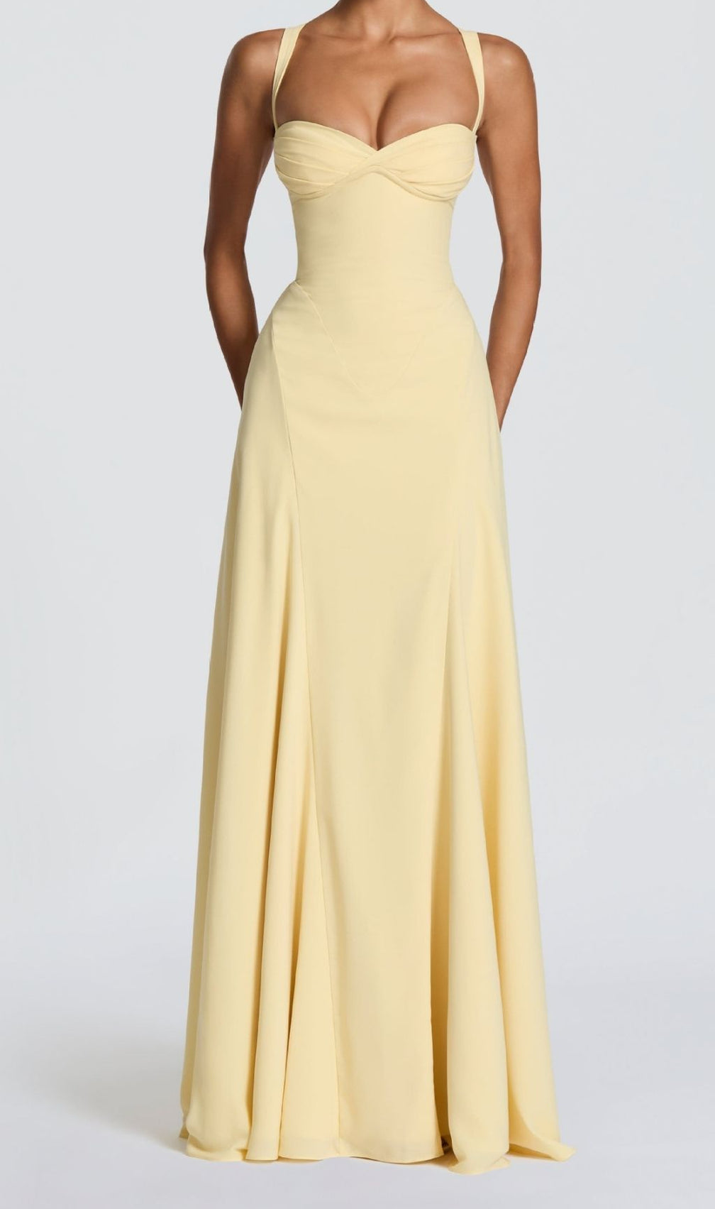 Radiant Khloe Sunshine Yellow Strappy Maxi Dress - Elegant Occasion Gown
