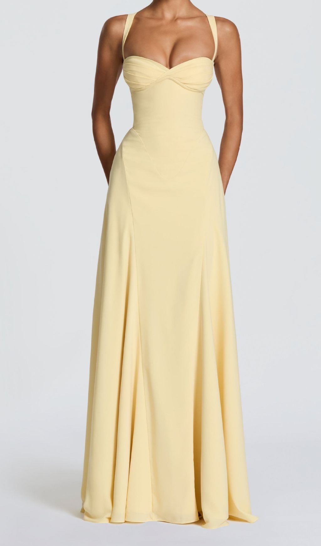Radiant Khloe Sunshine Yellow Strappy Maxi Dress - Elegant Occasion Gown
