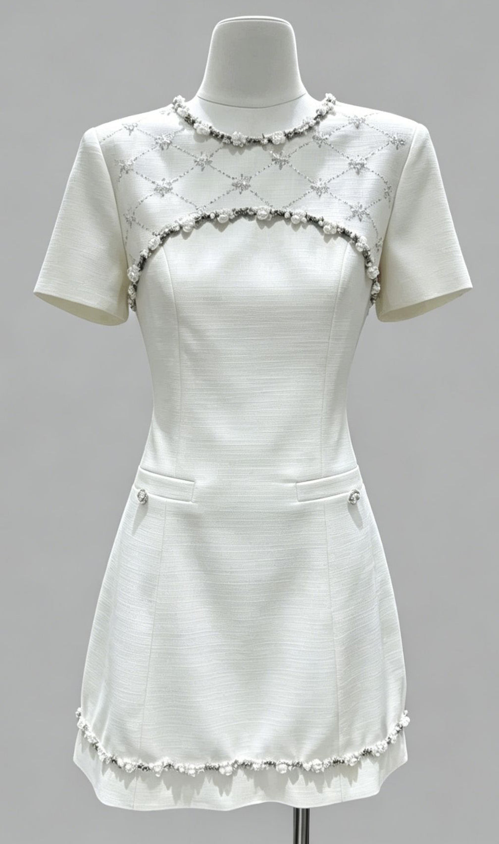 Kimberly Short Sleeve Beaded Mini Dress