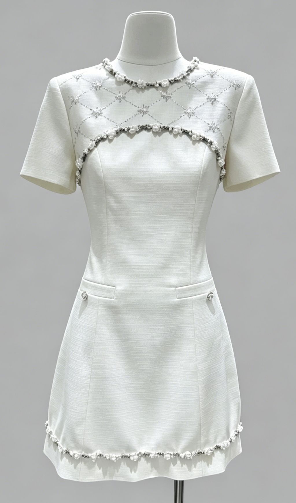 Kimberly Short Sleeve Beaded Mini Dress
