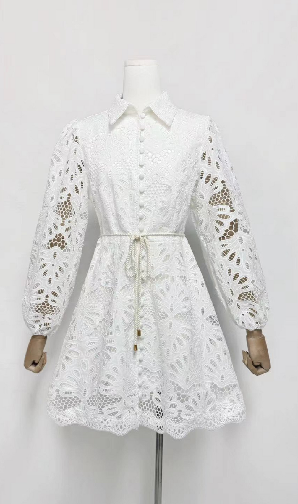 Gazit Embroidery Long Sleeve Mini Dress