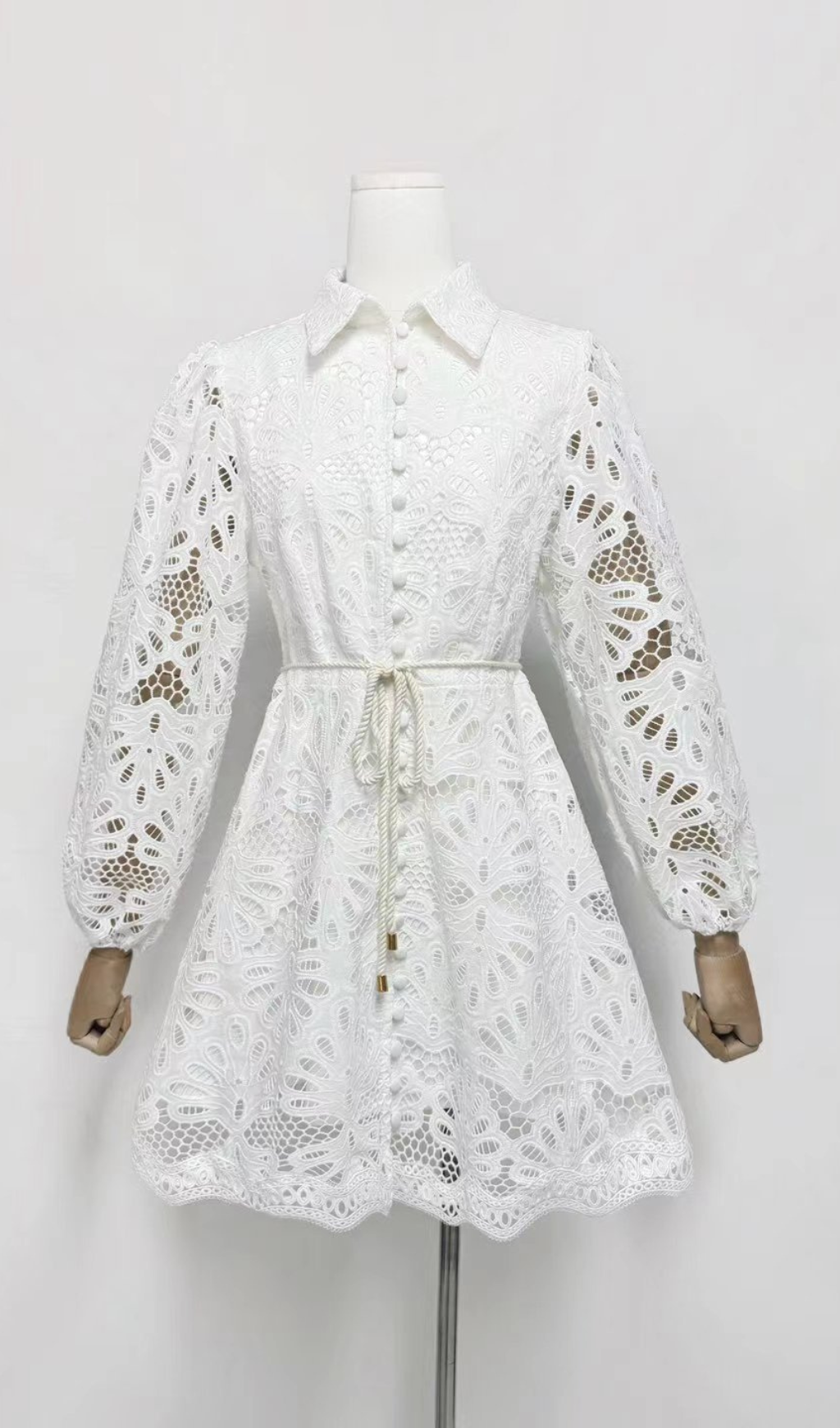 Gazit Embroidery Long Sleeve Mini Dress