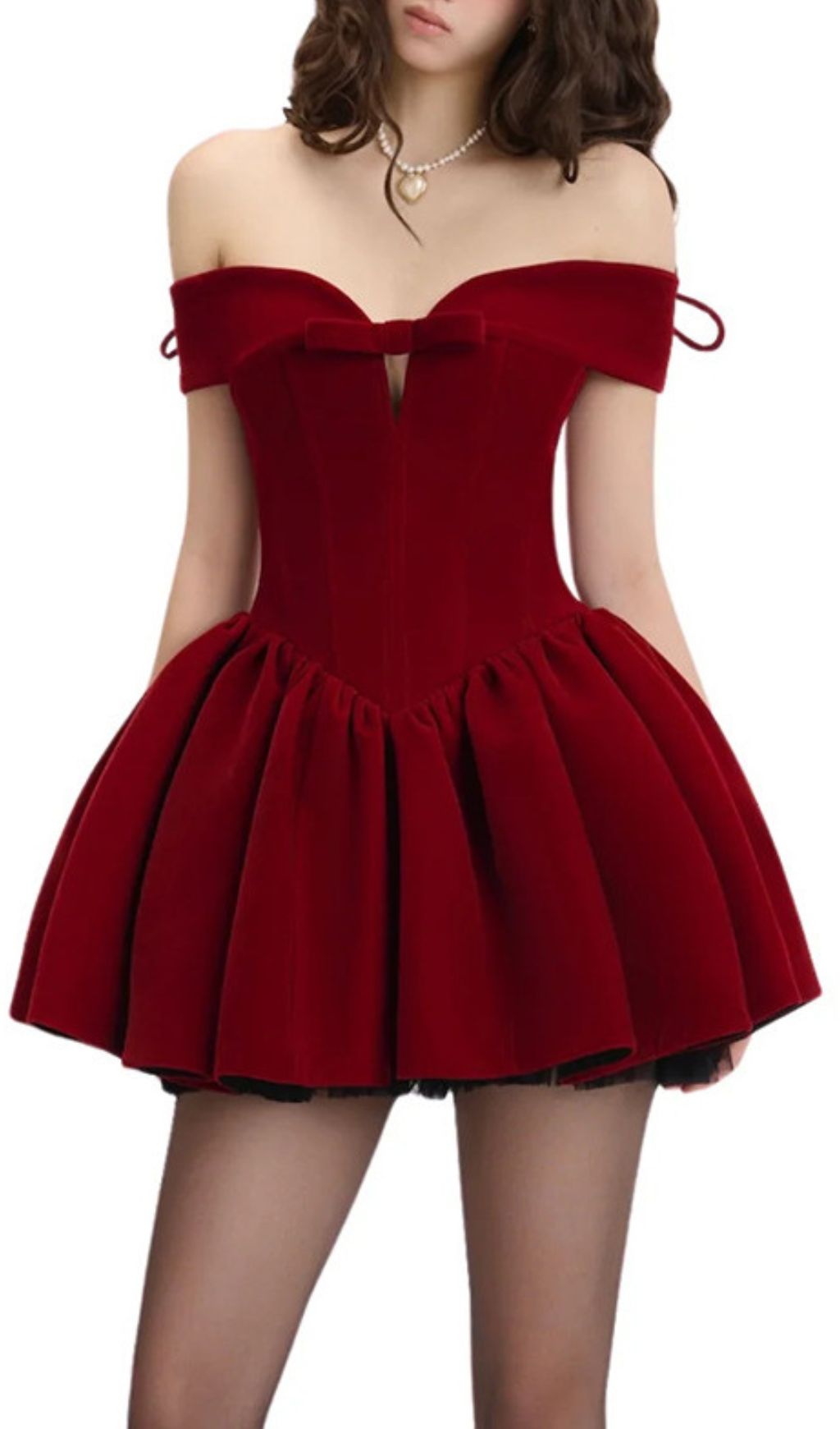 Irem Red Velvet Off-Shoulder Corset Mini Dress | Party & Date Night Glam