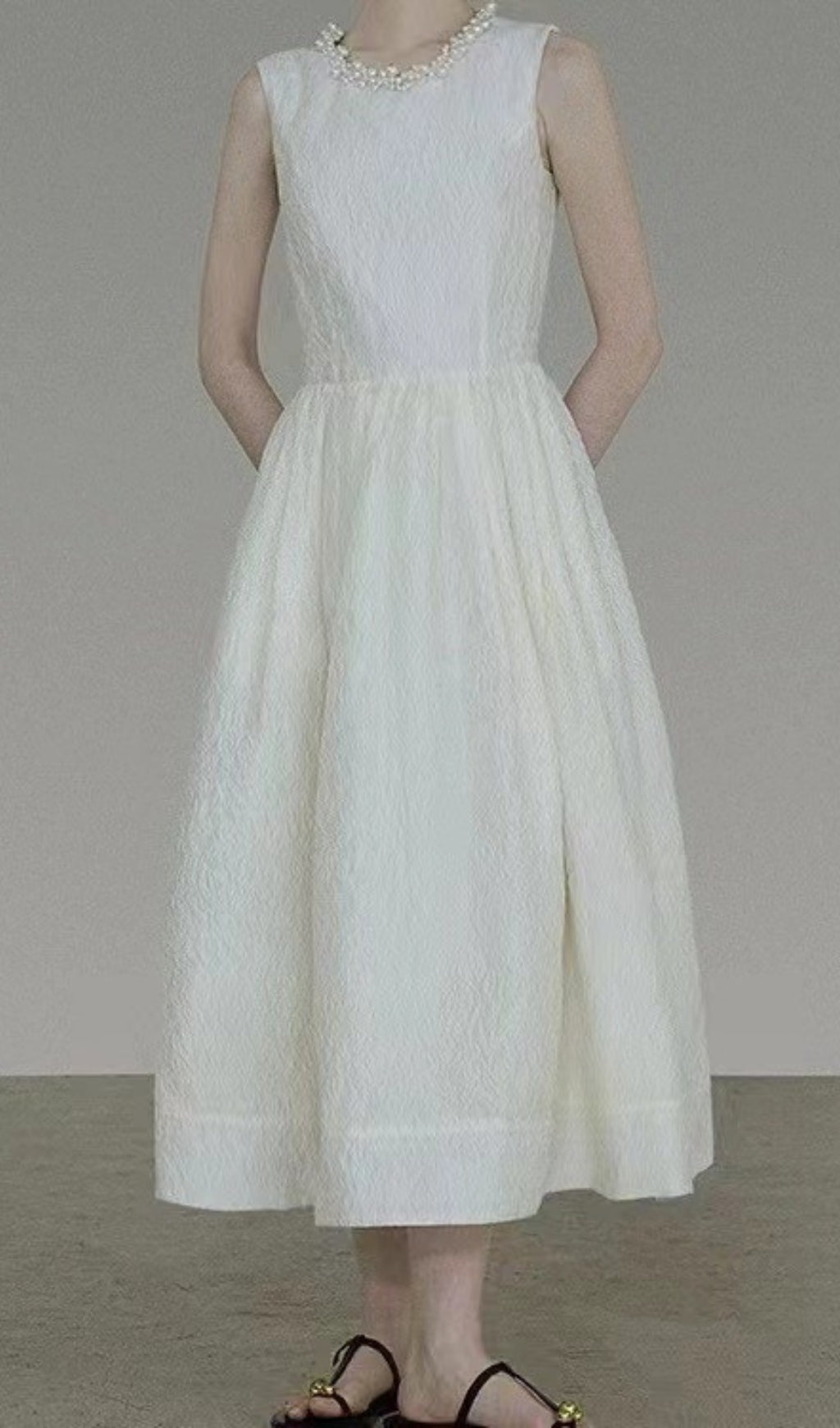 Ataahua Pearl Neck Midi Dress