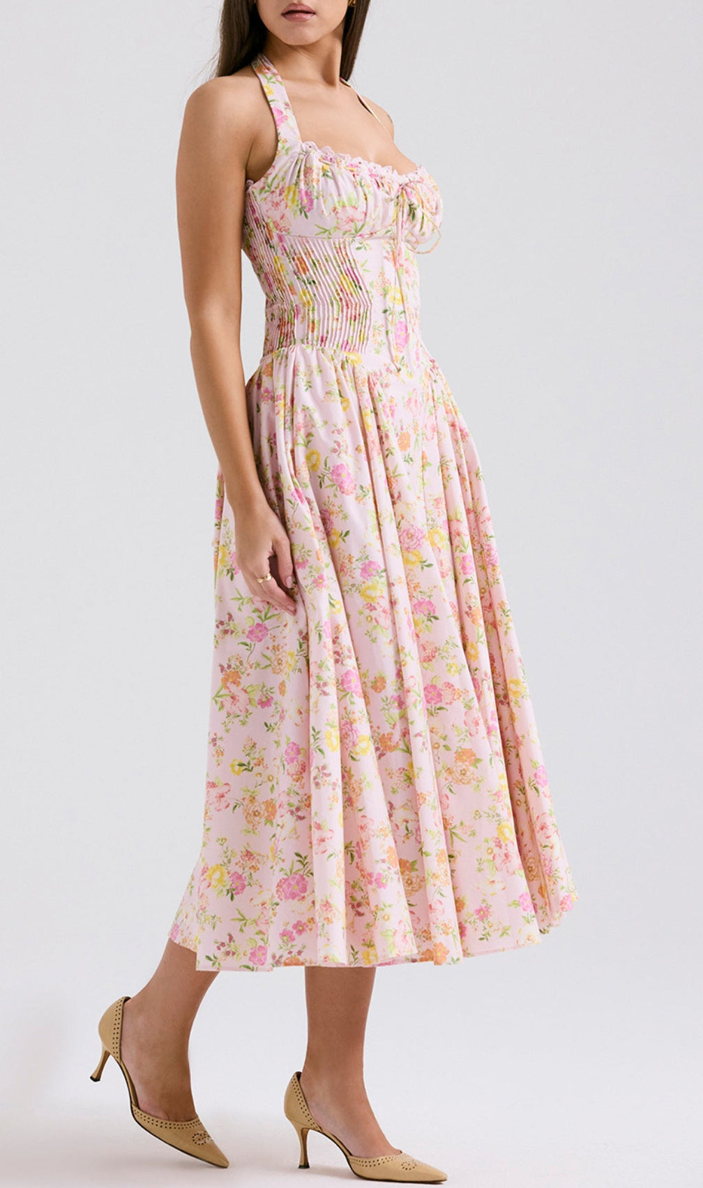 Allegro Pink Floral Midi Dress
