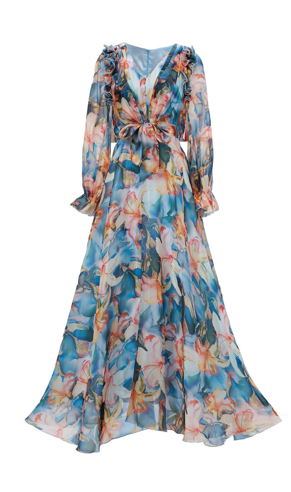 Fenicia Blue Floral Printed Maxi Dress