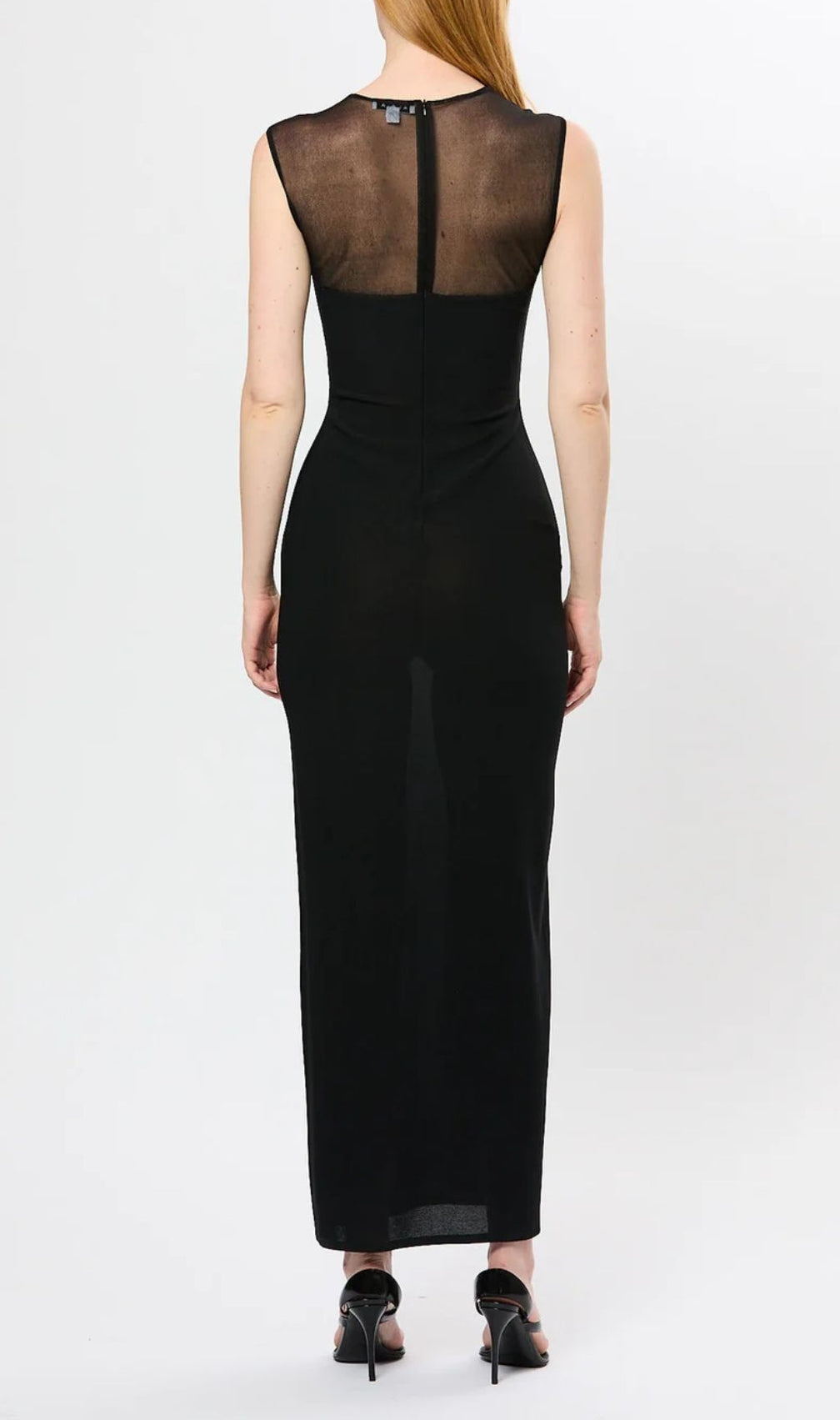 Fadia Black Mesh Bandage Maxi Dress