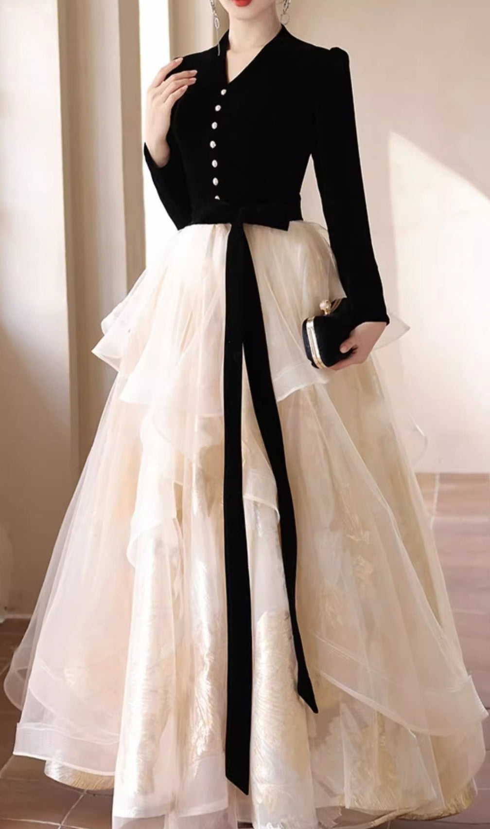 Chionia Long Sleeve Mesh Maxi Dress