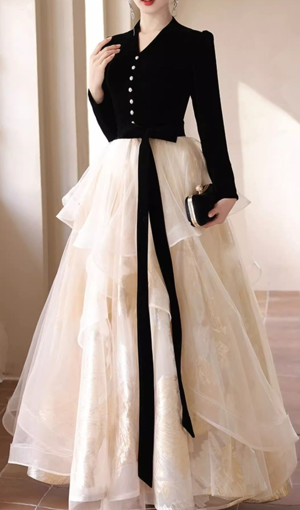 Chionia Long Sleeve Mesh Maxi Dress