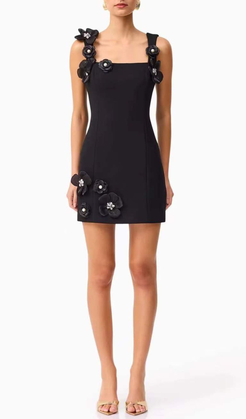 Glison 3D Flower Embellished Mini Dress