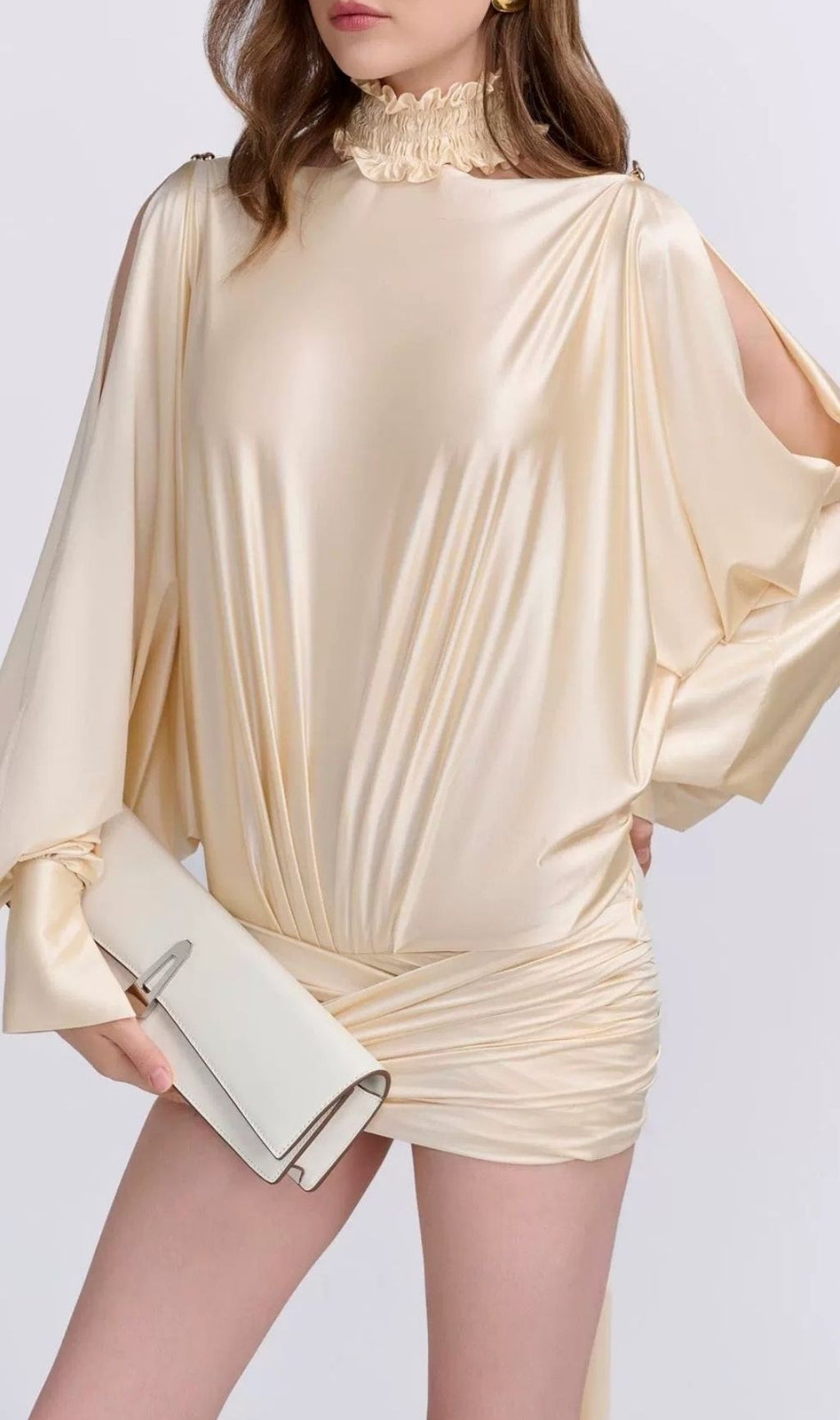 Katsuro Glamorous Backless Mini Dress | Long Sleeve Draped Party & Cocktail Attire