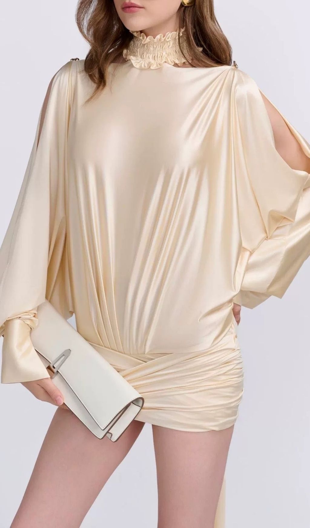 Katsuro Glamorous Backless Mini Dress | Long Sleeve Draped Party & Cocktail Attire