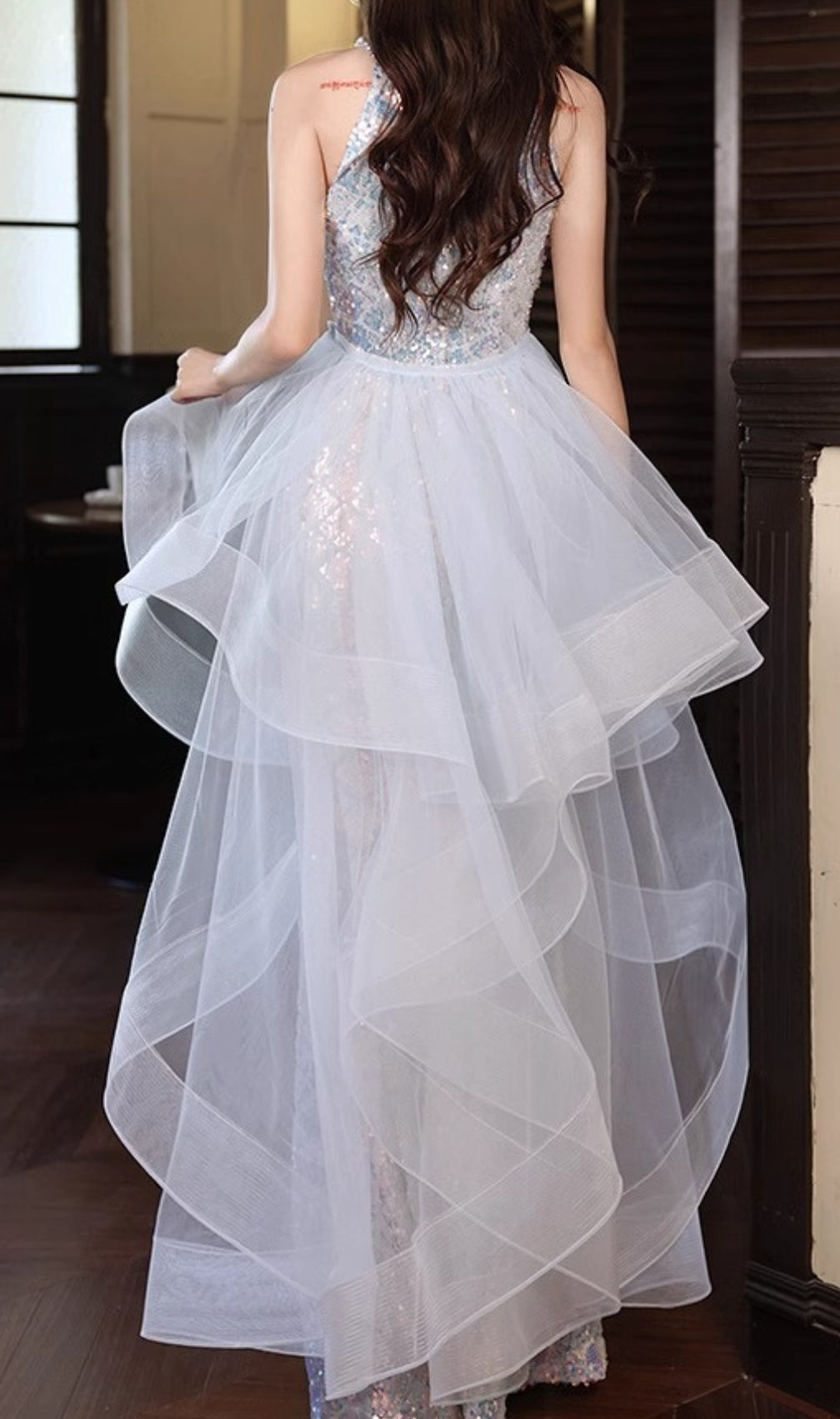 Cosette Halter Sequin Mesh Maxi Dress