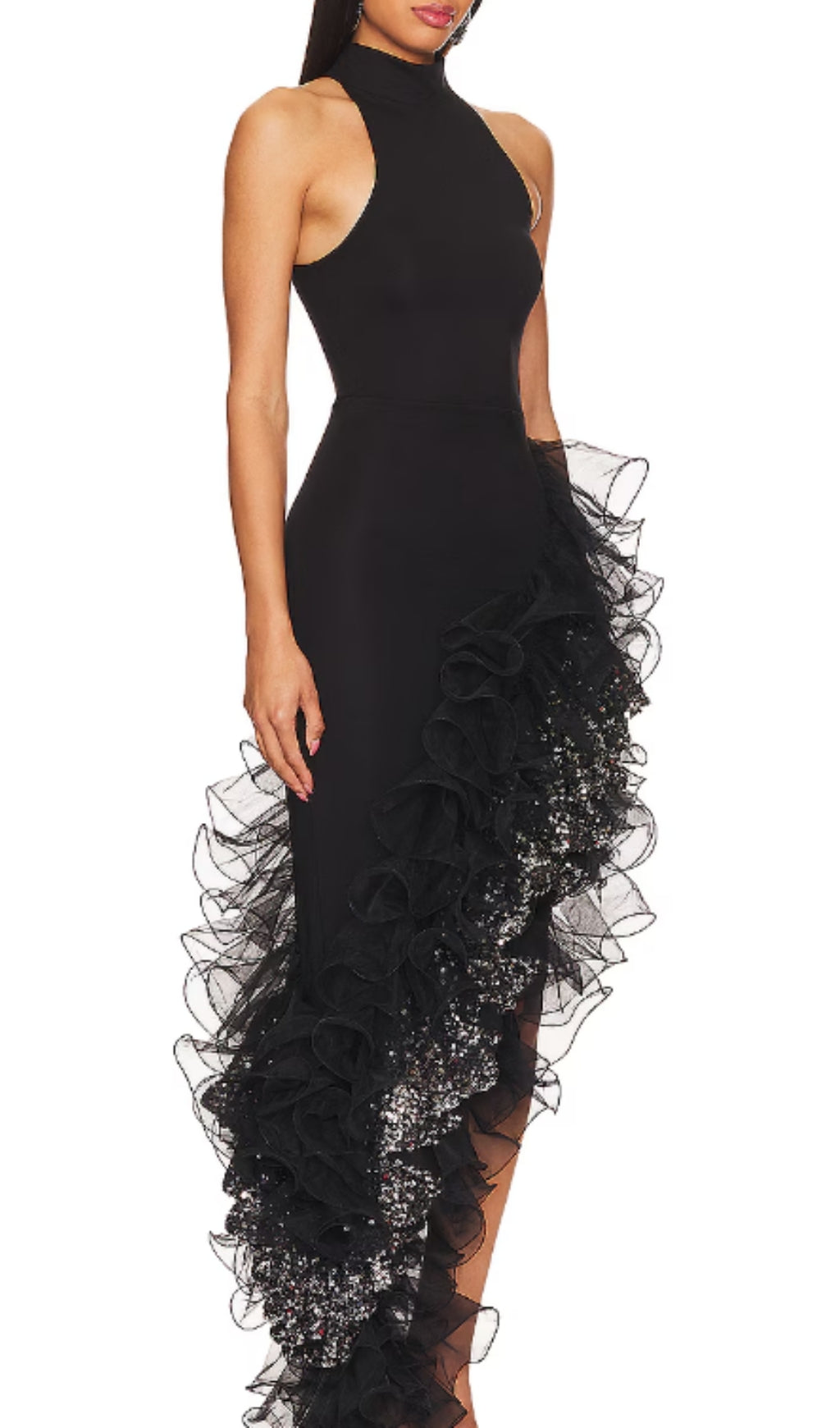 Donny Black Halter Mesh Maxi Dress