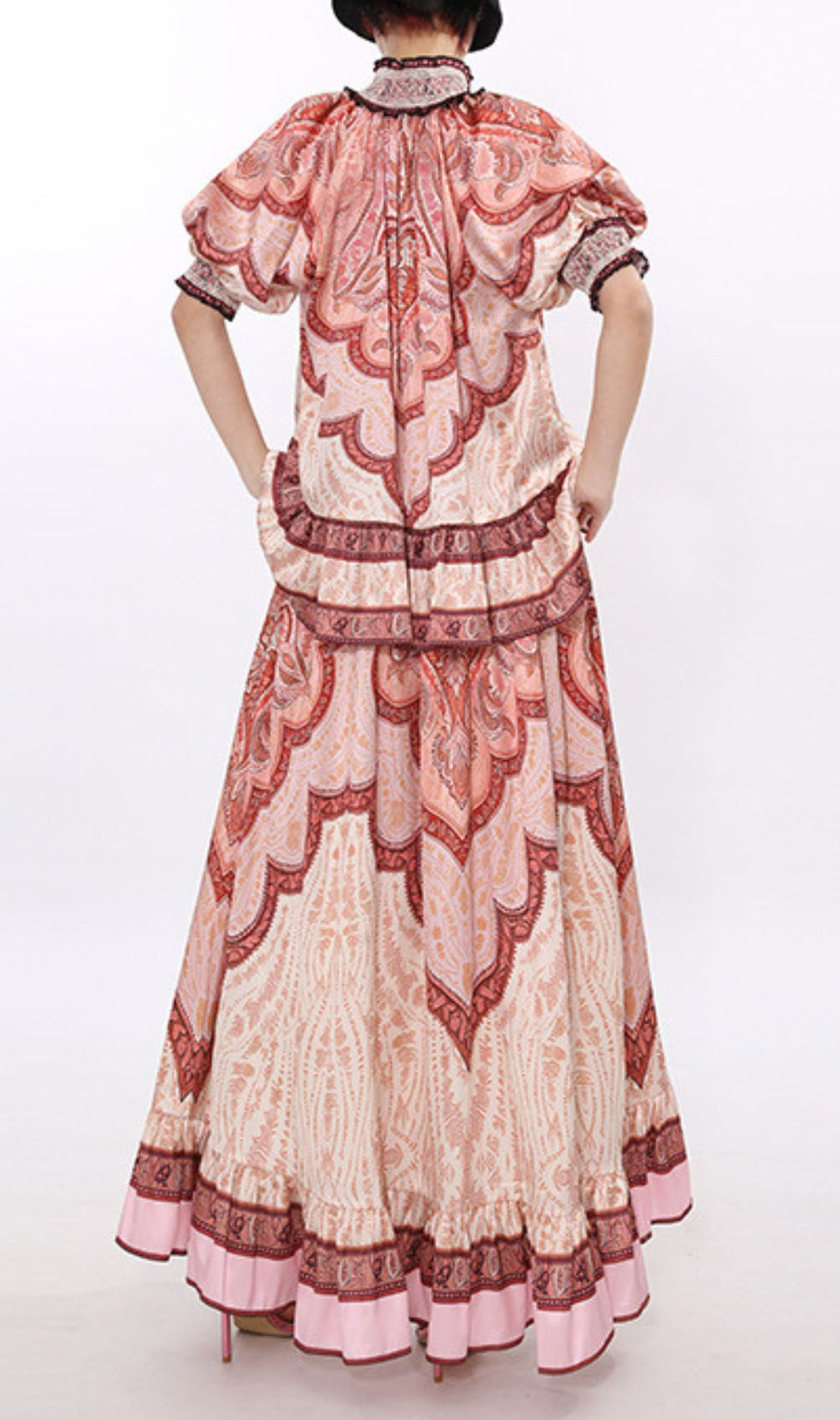 Jono Bohemian Paisley Printed Two-Piece Maxi Set for Women