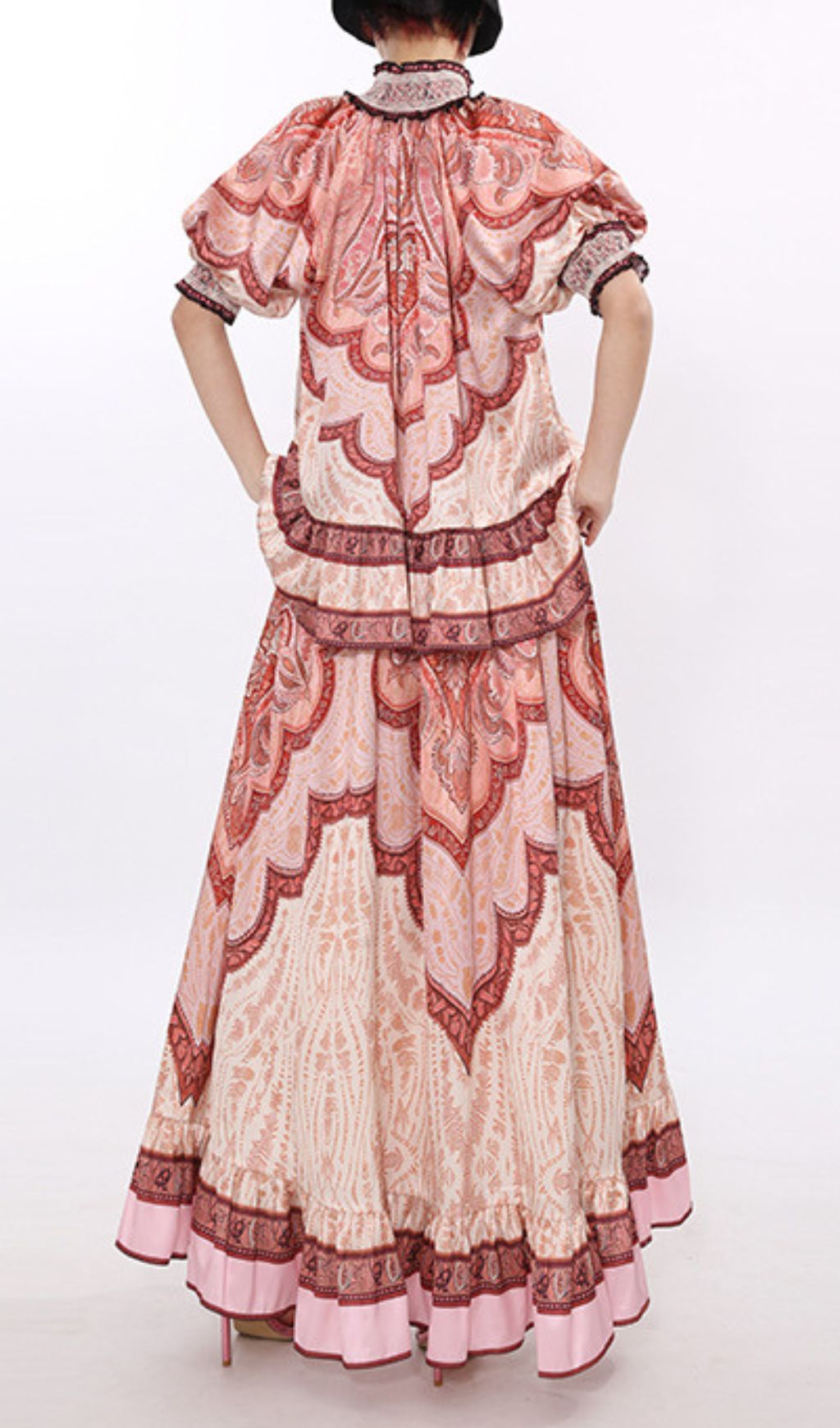Jono Bohemian Paisley Printed Two-Piece Maxi Set for Women