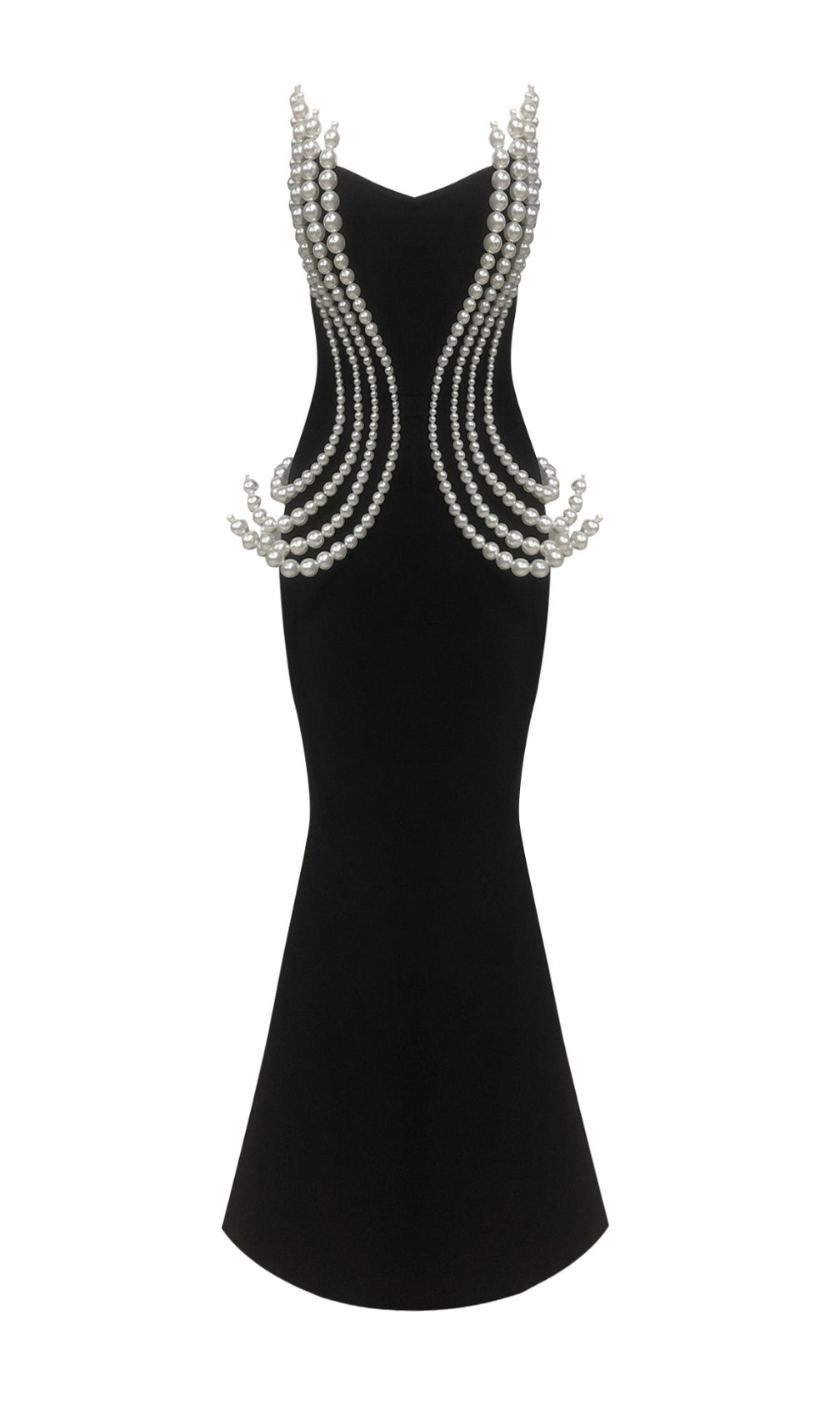 Debra Black Strapless Pearl Maxi Dress