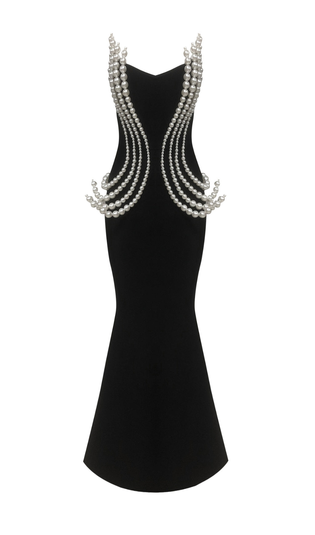 Debra Black Strapless Pearl Maxi Dress