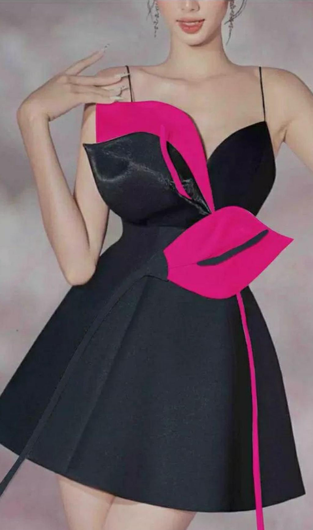 Rose Red Flower Strap Corset Mini Dress