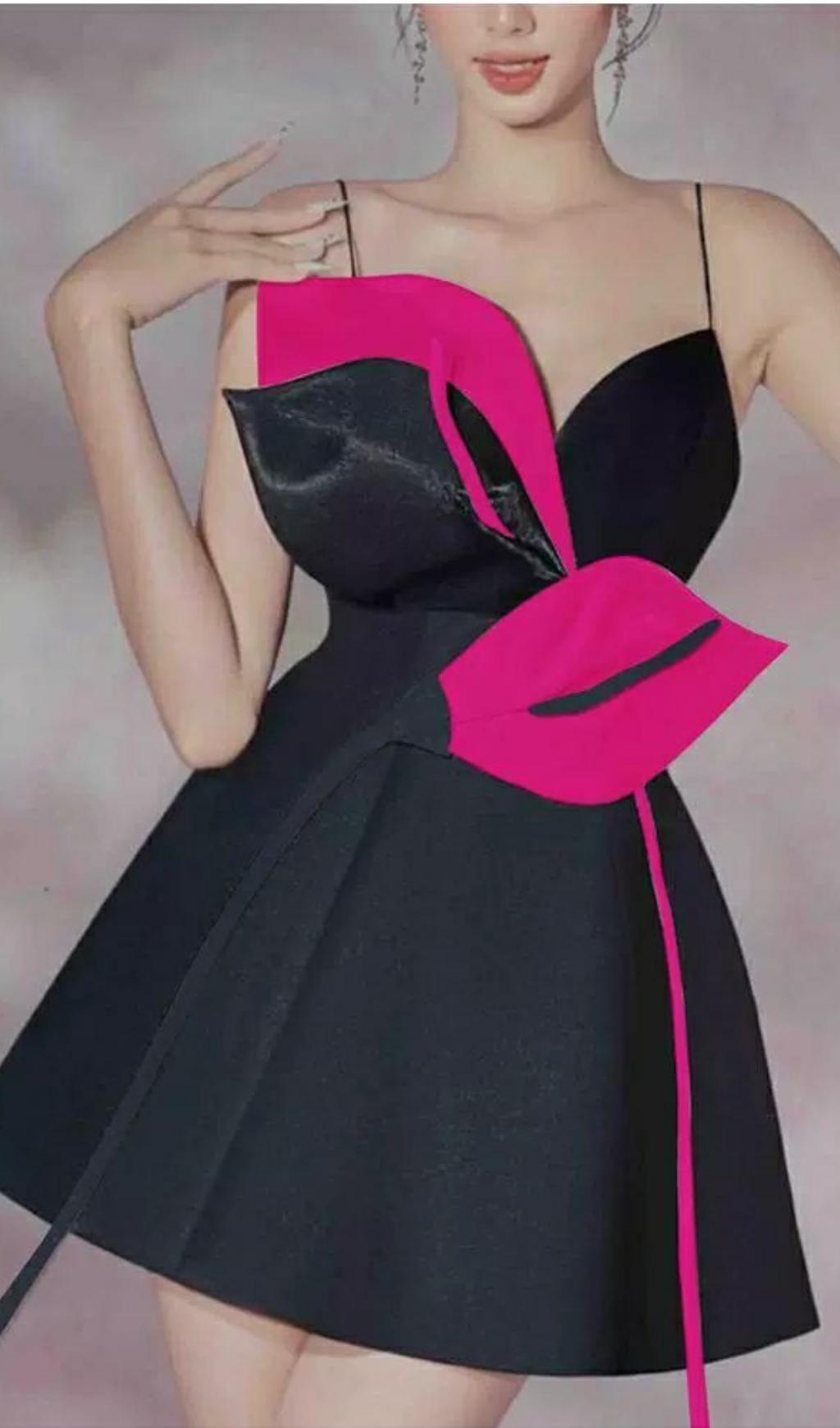 Rose Red Flower Strap Corset Mini Dress