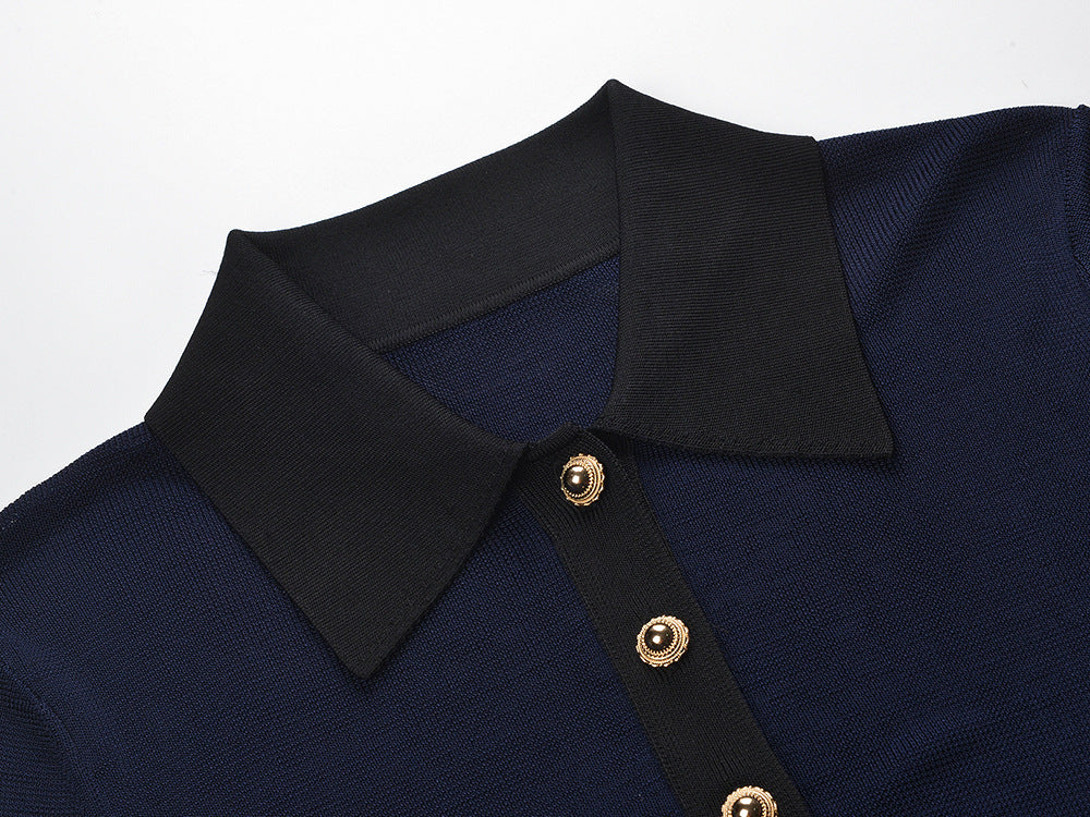 Hilal Chic Ribbed Knit Gold-Button Bodysuit