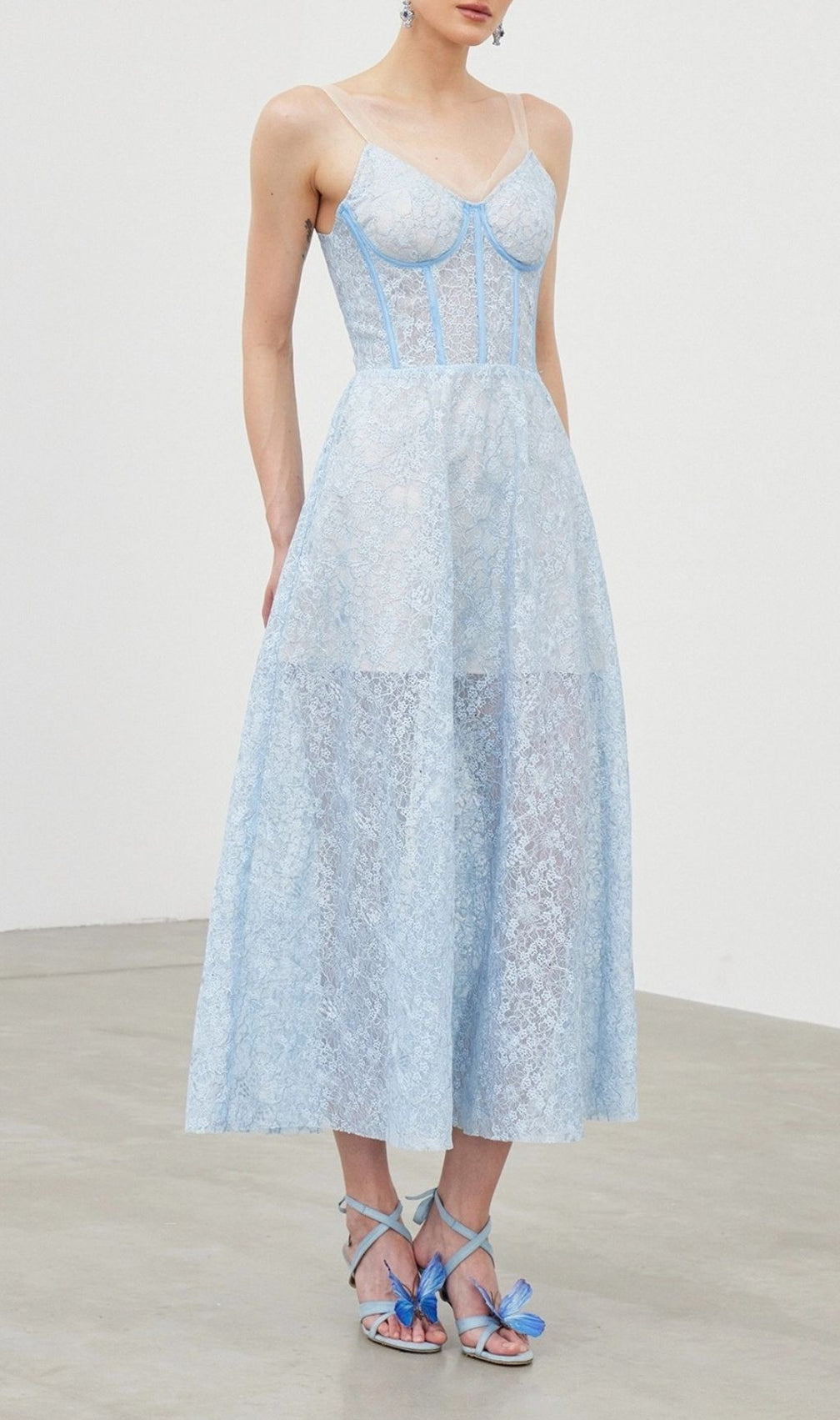 Lachesis Strappy Lace Corset Midi Dress