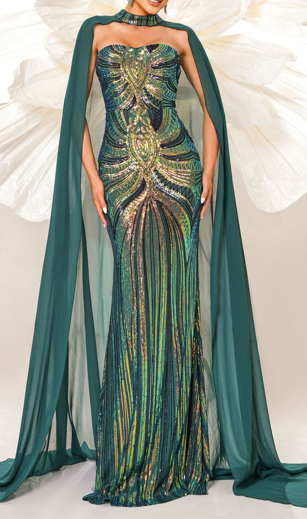 Chalice Green Sequin Maxi Dress