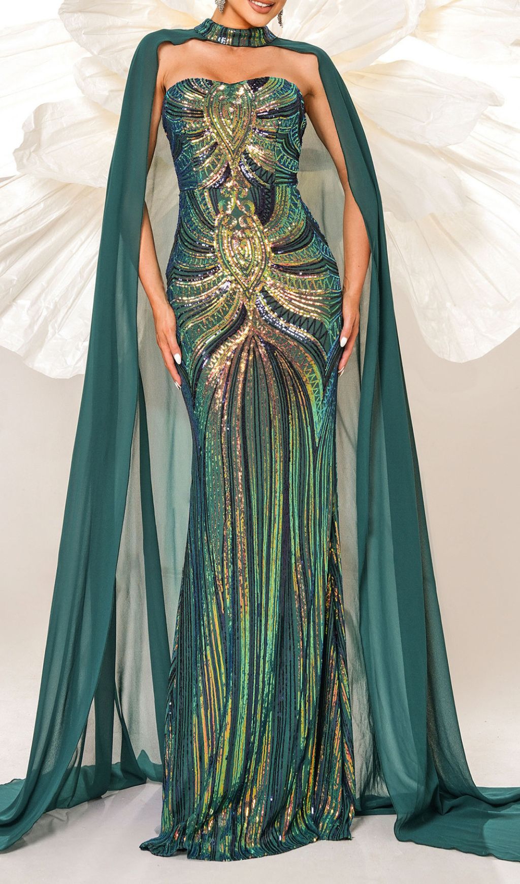 Chalice Green Sequin Maxi Dress