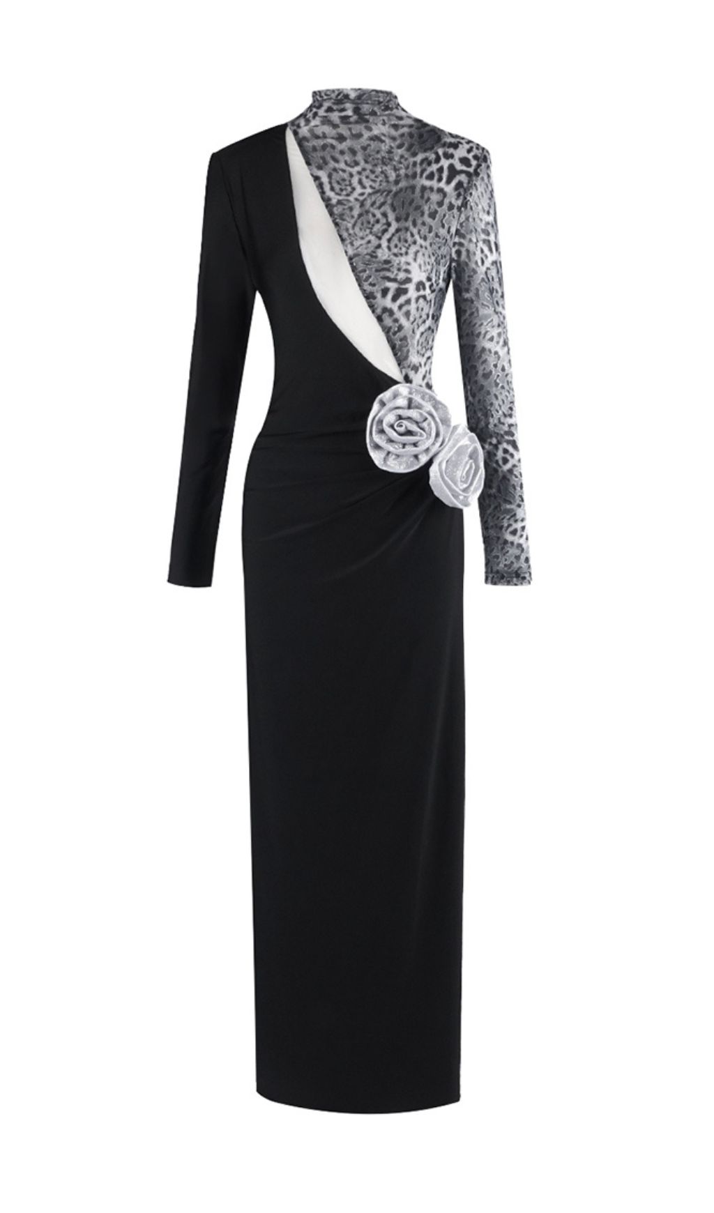 Faye Black Leopard Flower Maxi Dress