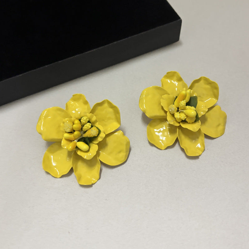 Katey Fuchsia Flower Statement Earrings - Bold Floral Chic