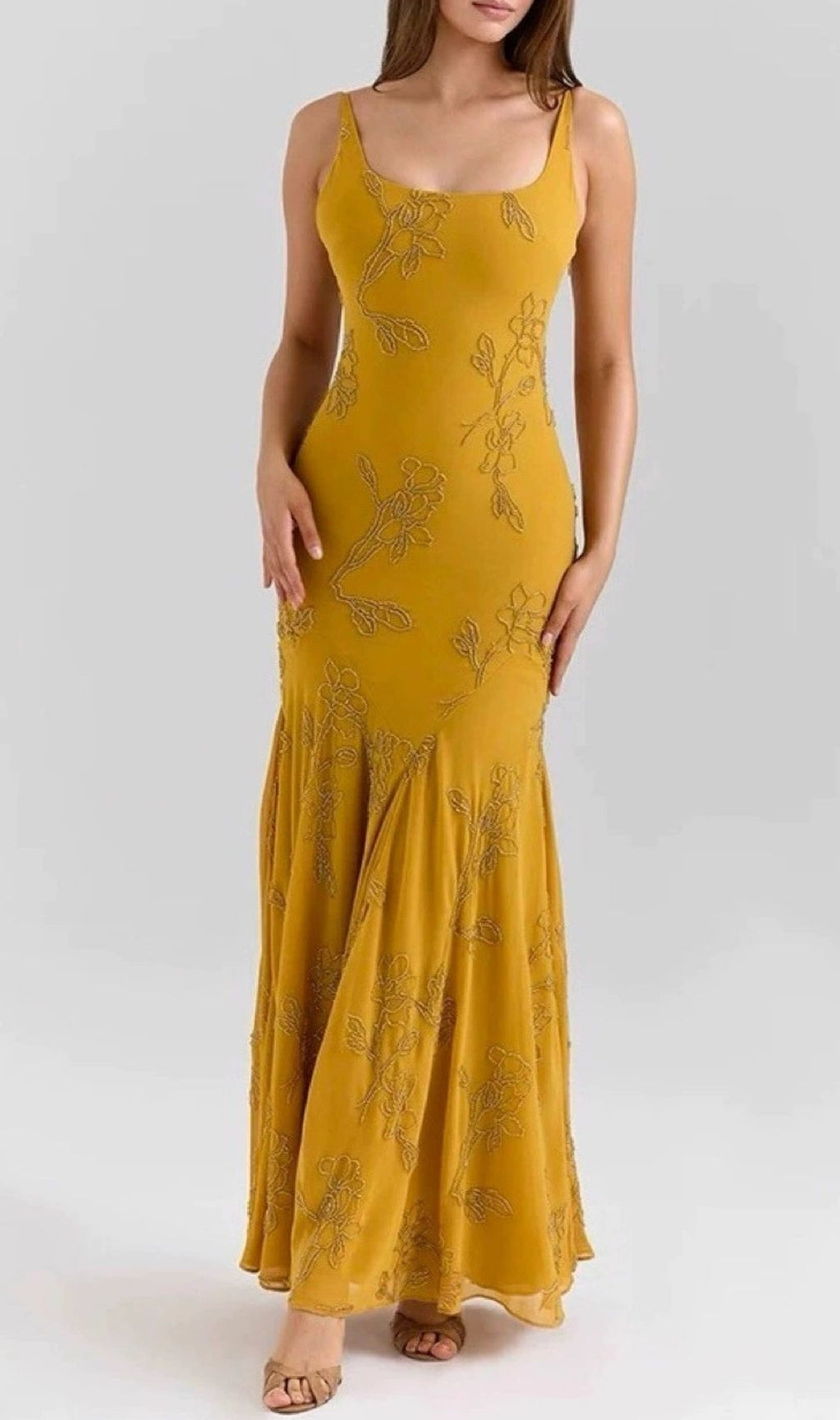Kianga Romantic Floral Embellished Maxi Dress | Elegant Gala & Wedding Guest Gown