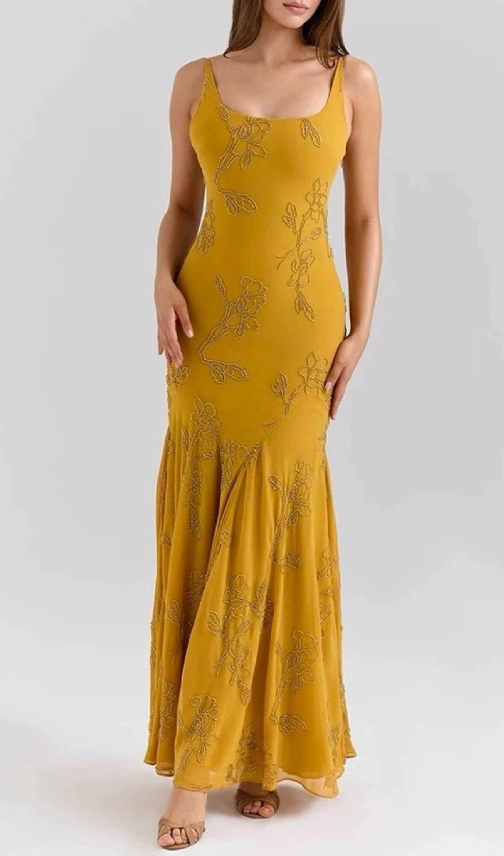 Kianga Romantic Floral Embellished Maxi Dress | Elegant Gala & Wedding Guest Gown
