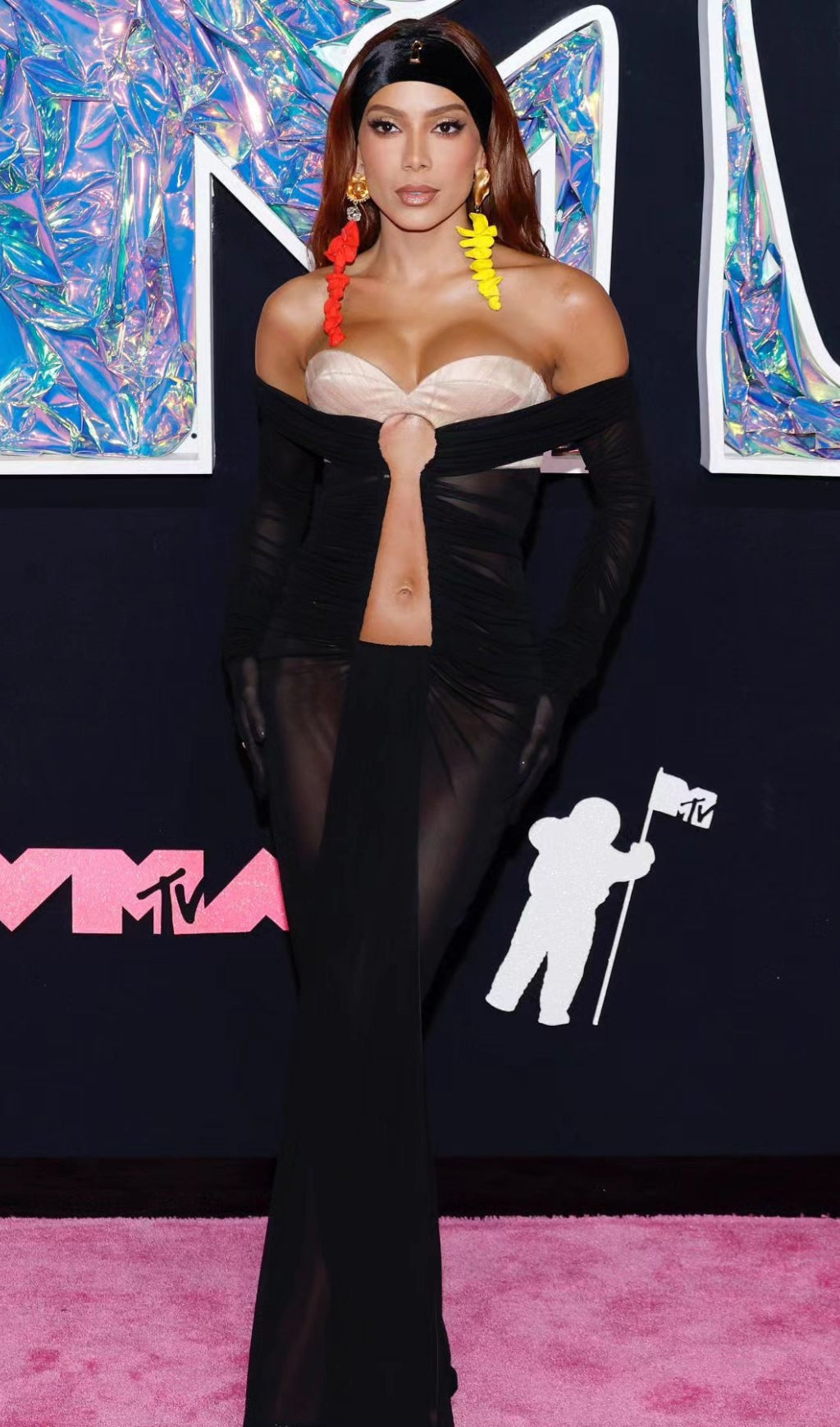 Afanen Bustier Ruched Mesh Maxi Dress