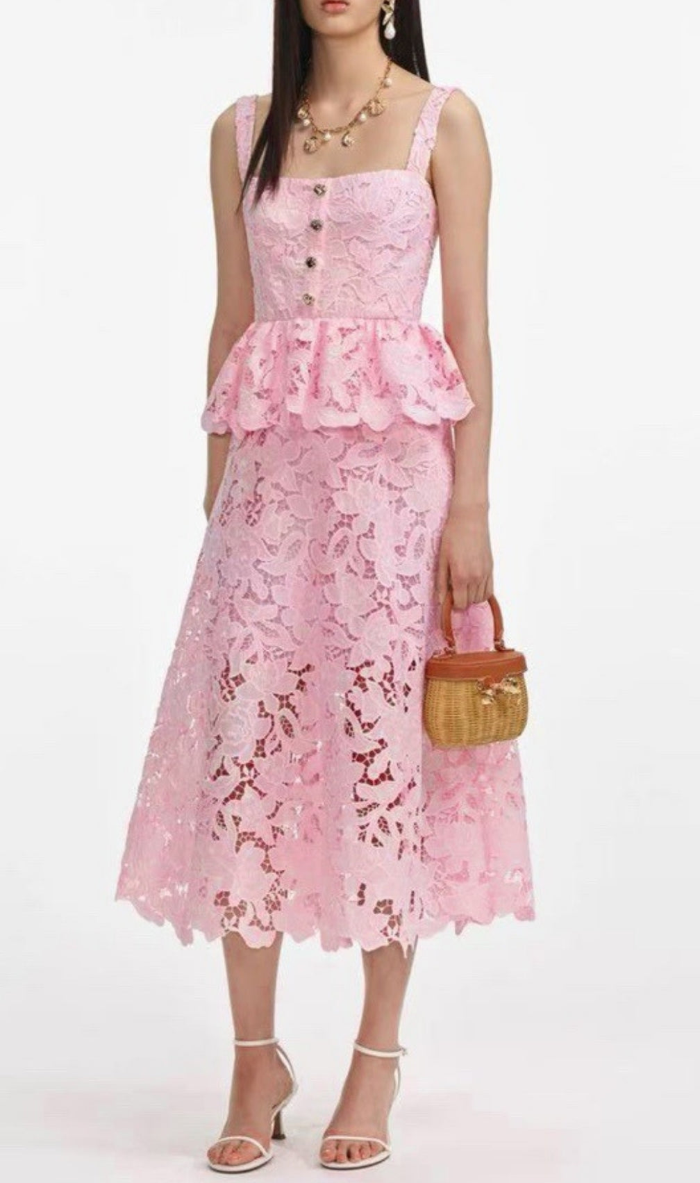 Fumito Flower Embroidery Midi Dress