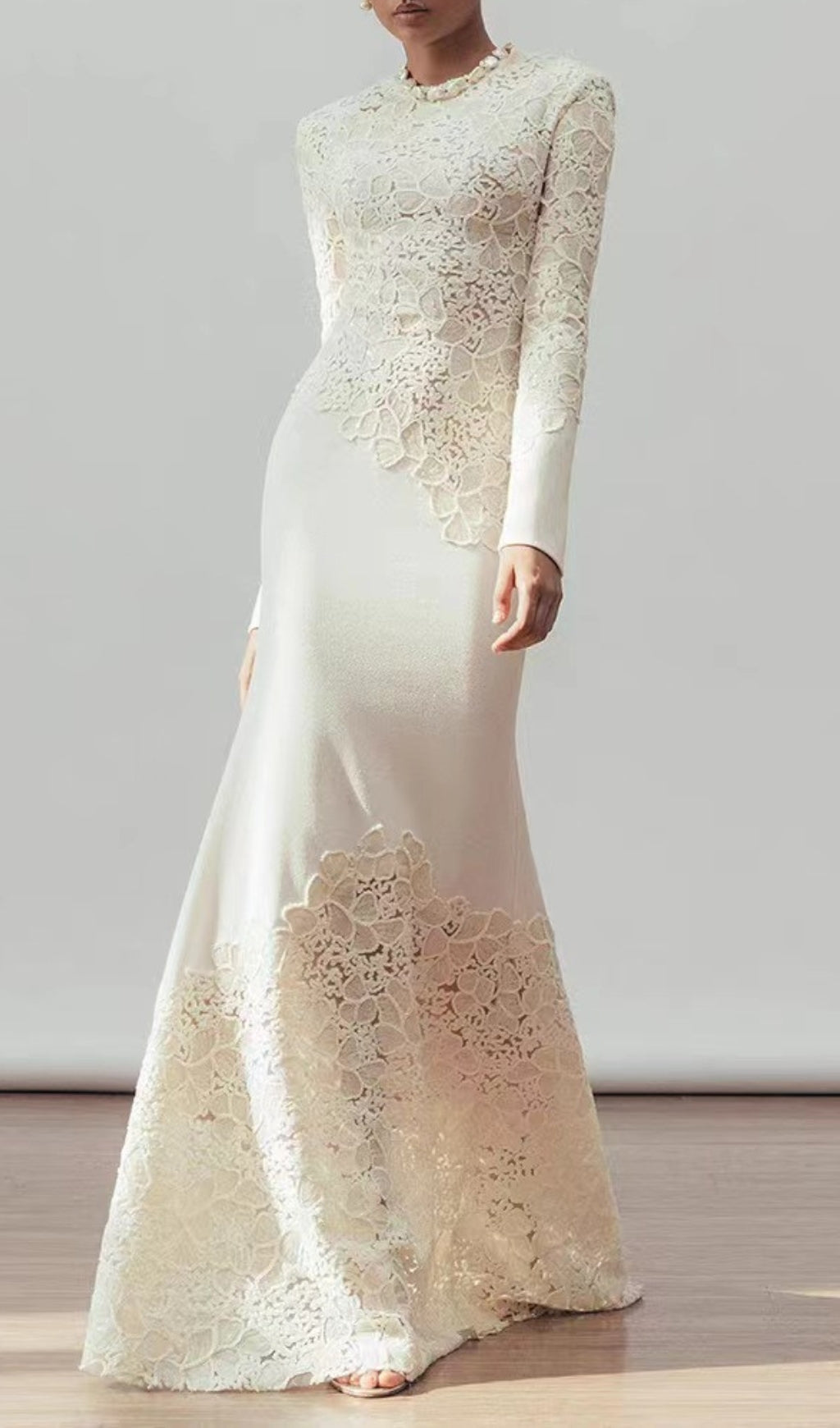 Elodie Lace Embroidery Long Sleeve Maxi Dress