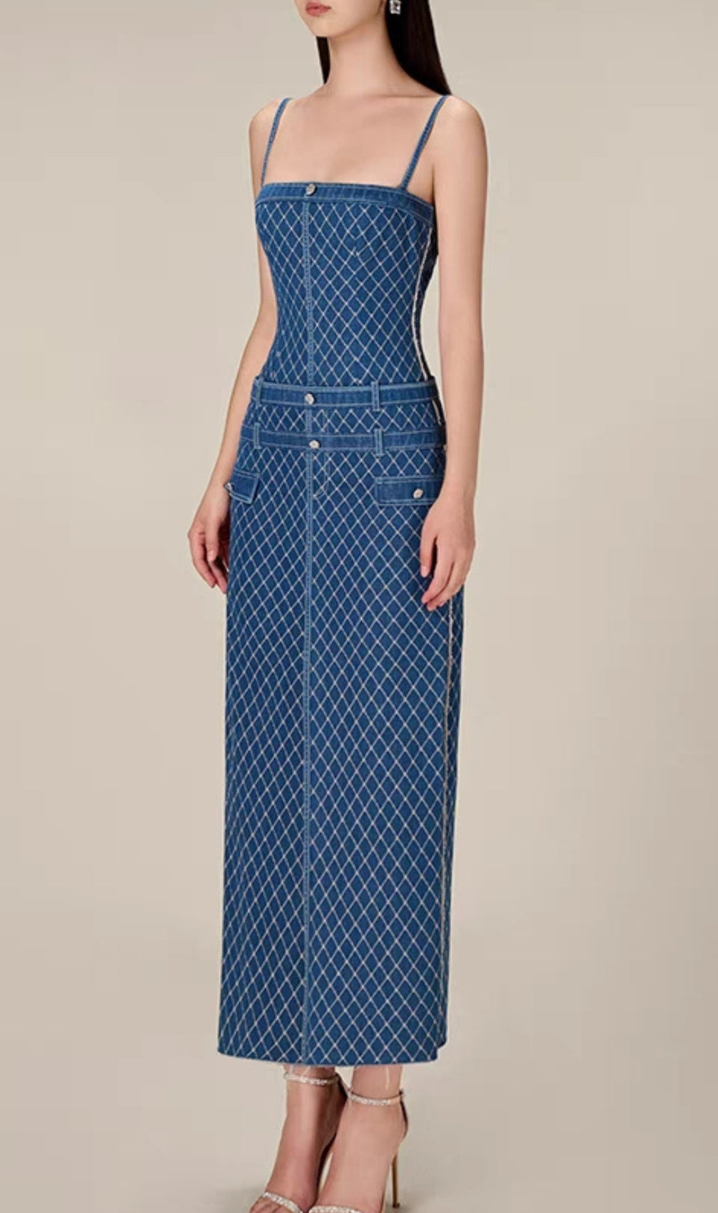 Celina Blue Denim Midi Dress