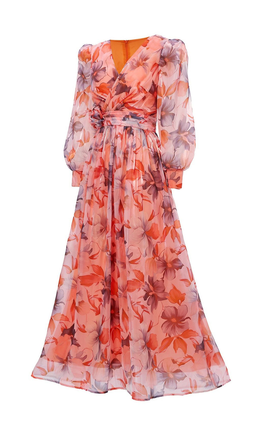 Ferial Floral Printed Long Sleeve Maxi Dress