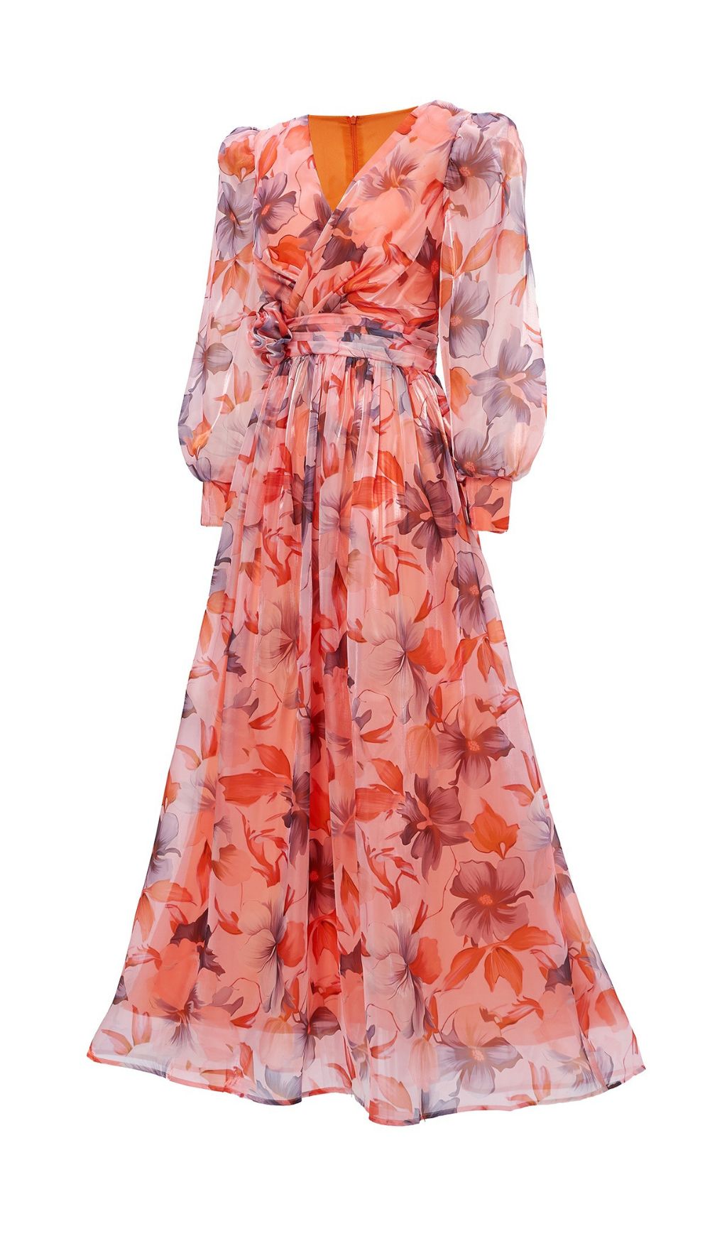 Ferial Floral Printed Long Sleeve Maxi Dress