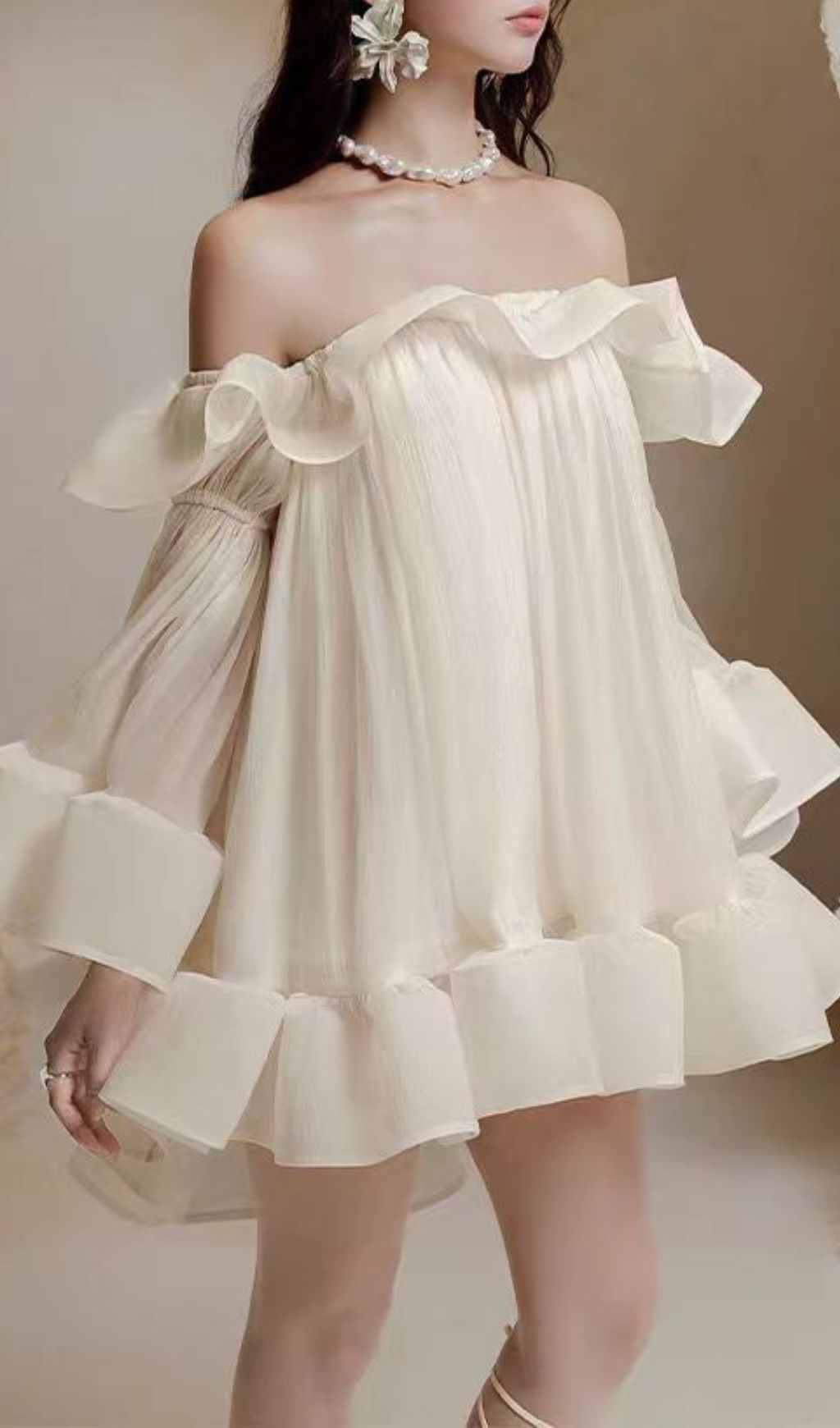 Jolie Ethereal Off-Shoulder Ruffle Mini Dress - Flowy Summer & Party Style