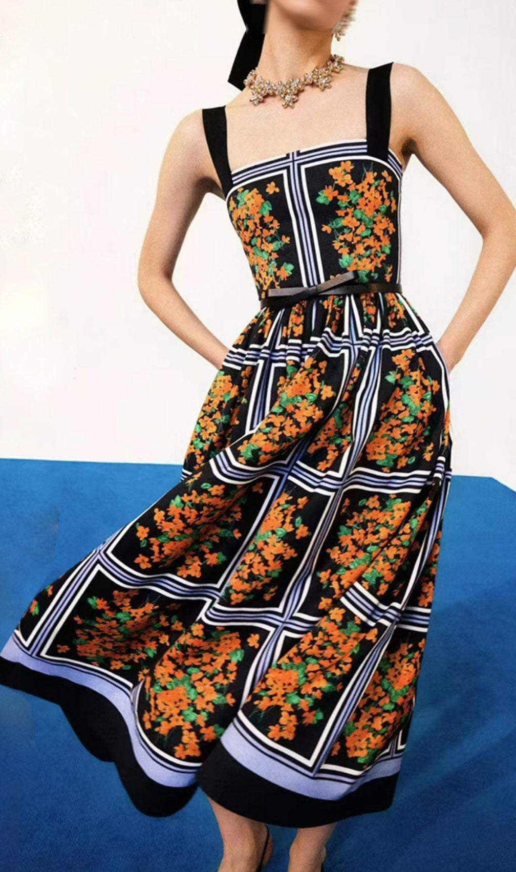 Emerald Floral Printed Midi Dress