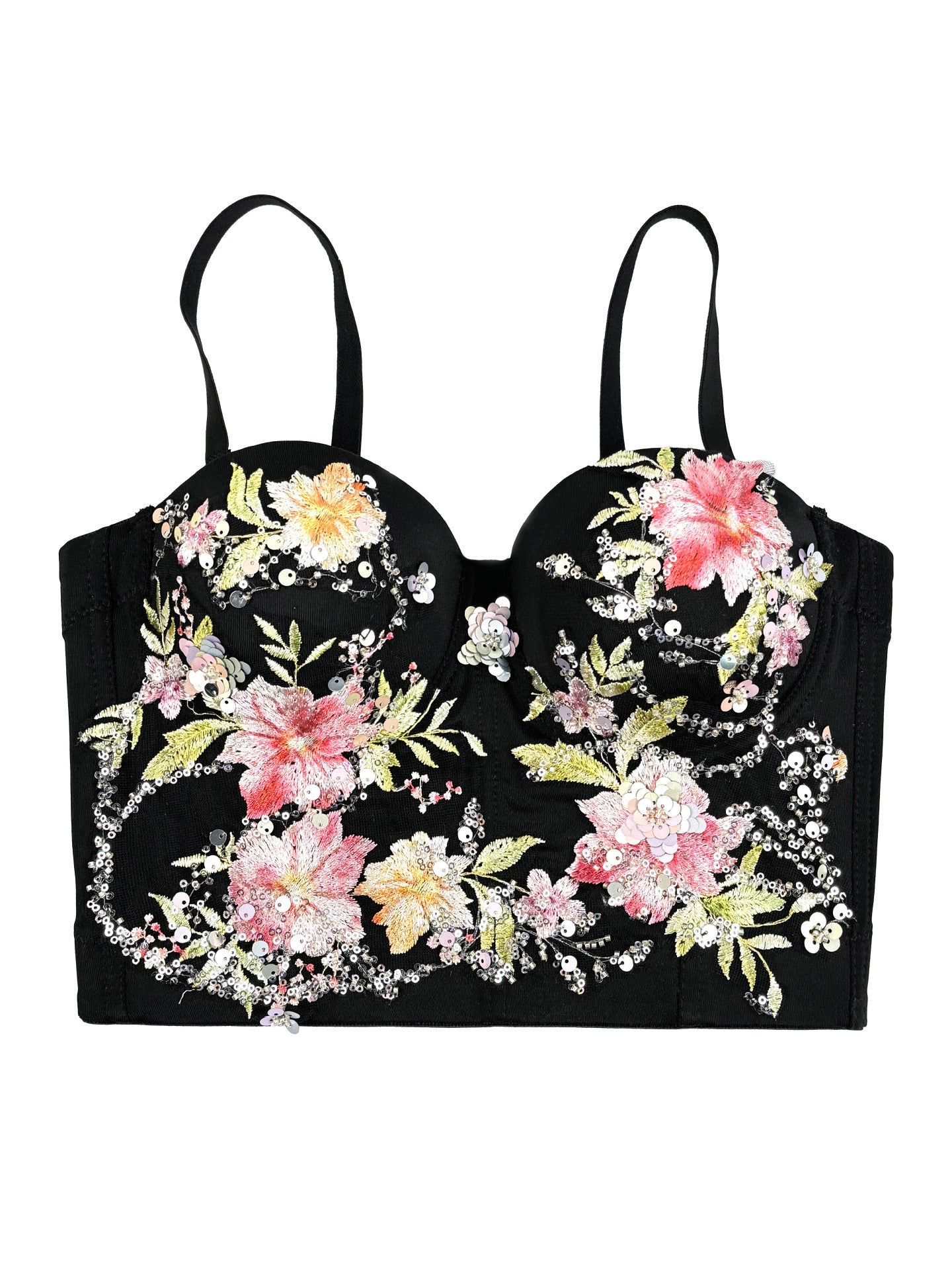Fabiano Sequin Flower Crop Top