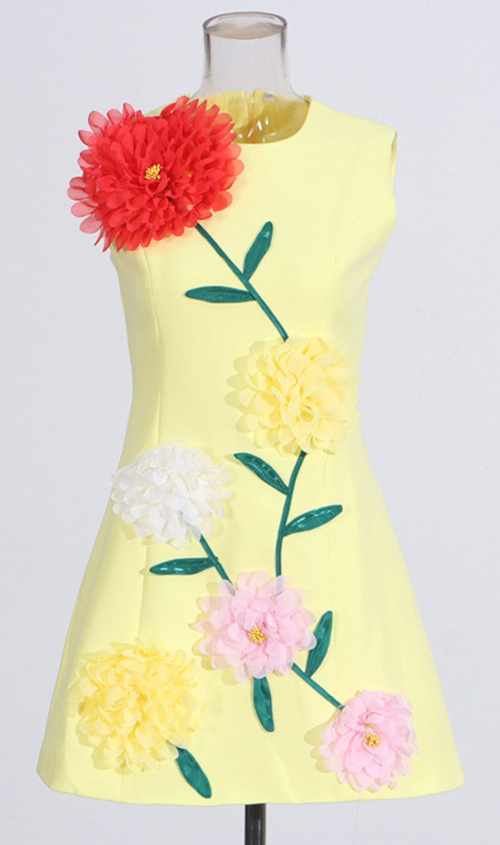 Erica Yellow Flower Mini Dress
