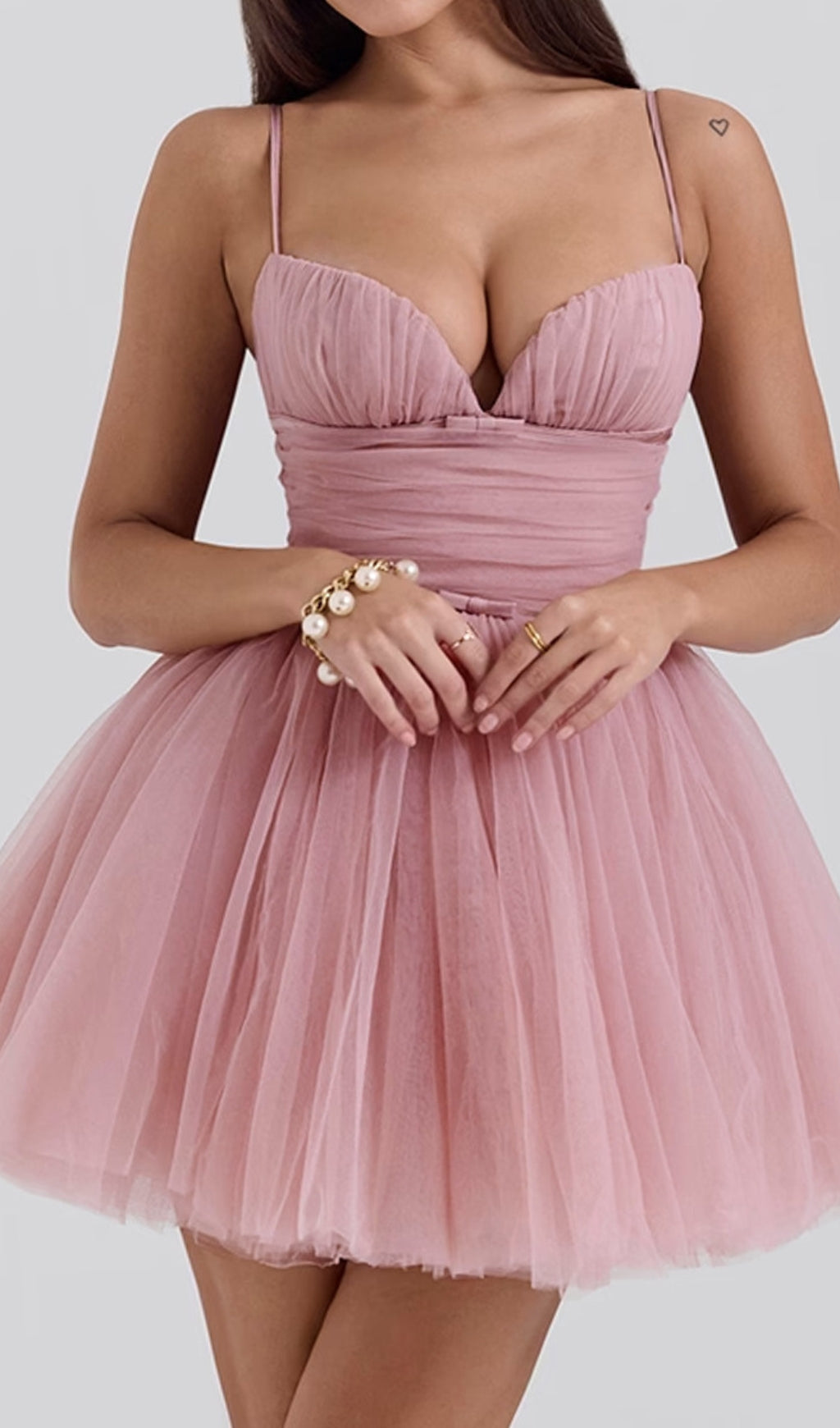 Diellza Pink Mesh Mini Dress