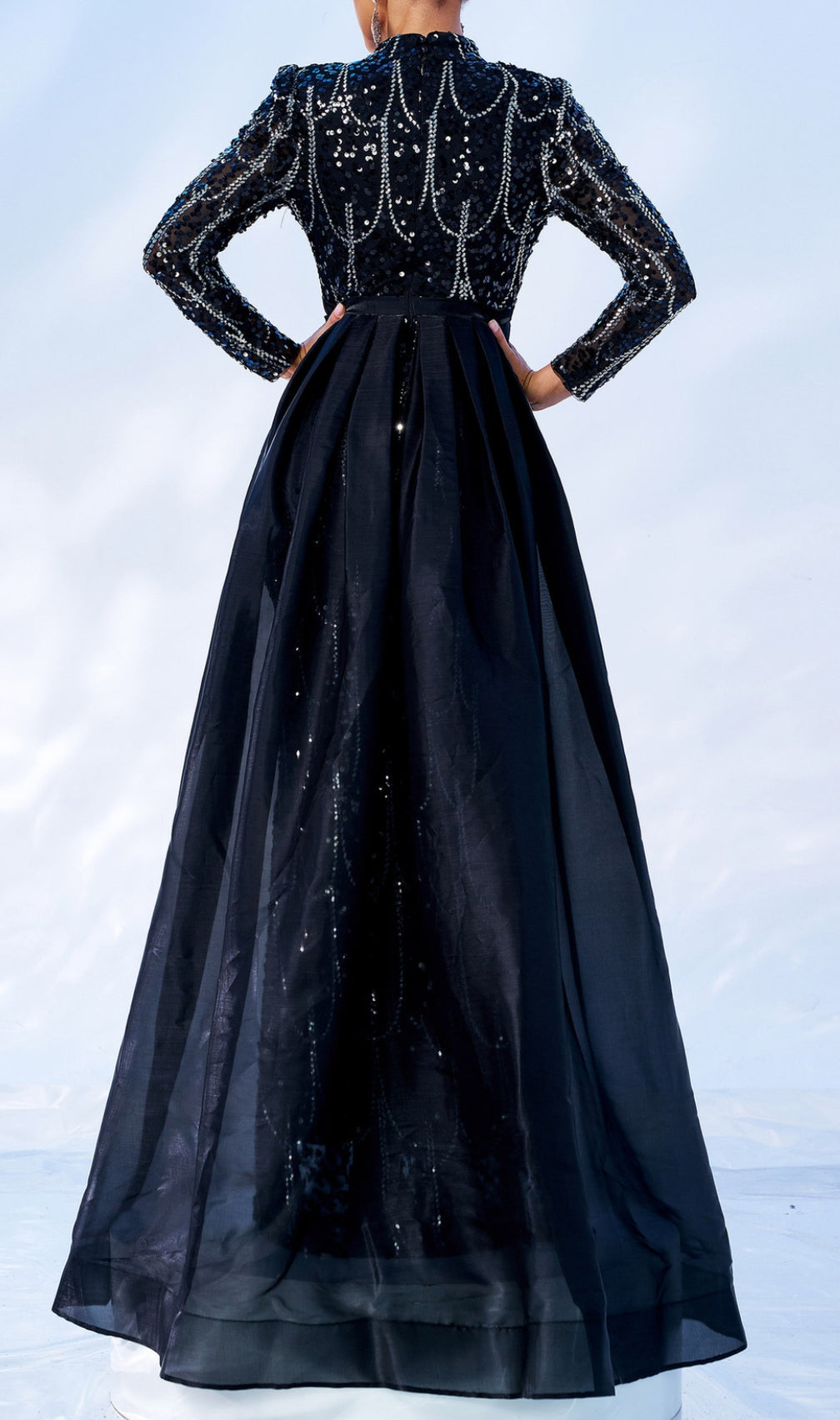 Concha Black Sequin Long Sleeve Maxi Dress
