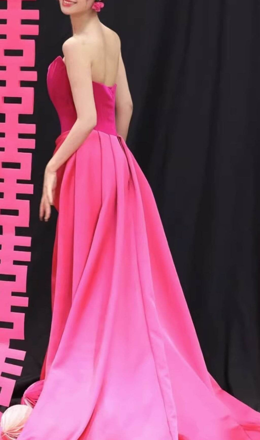 Barbra Pink Strapless Corset Maxi Dress