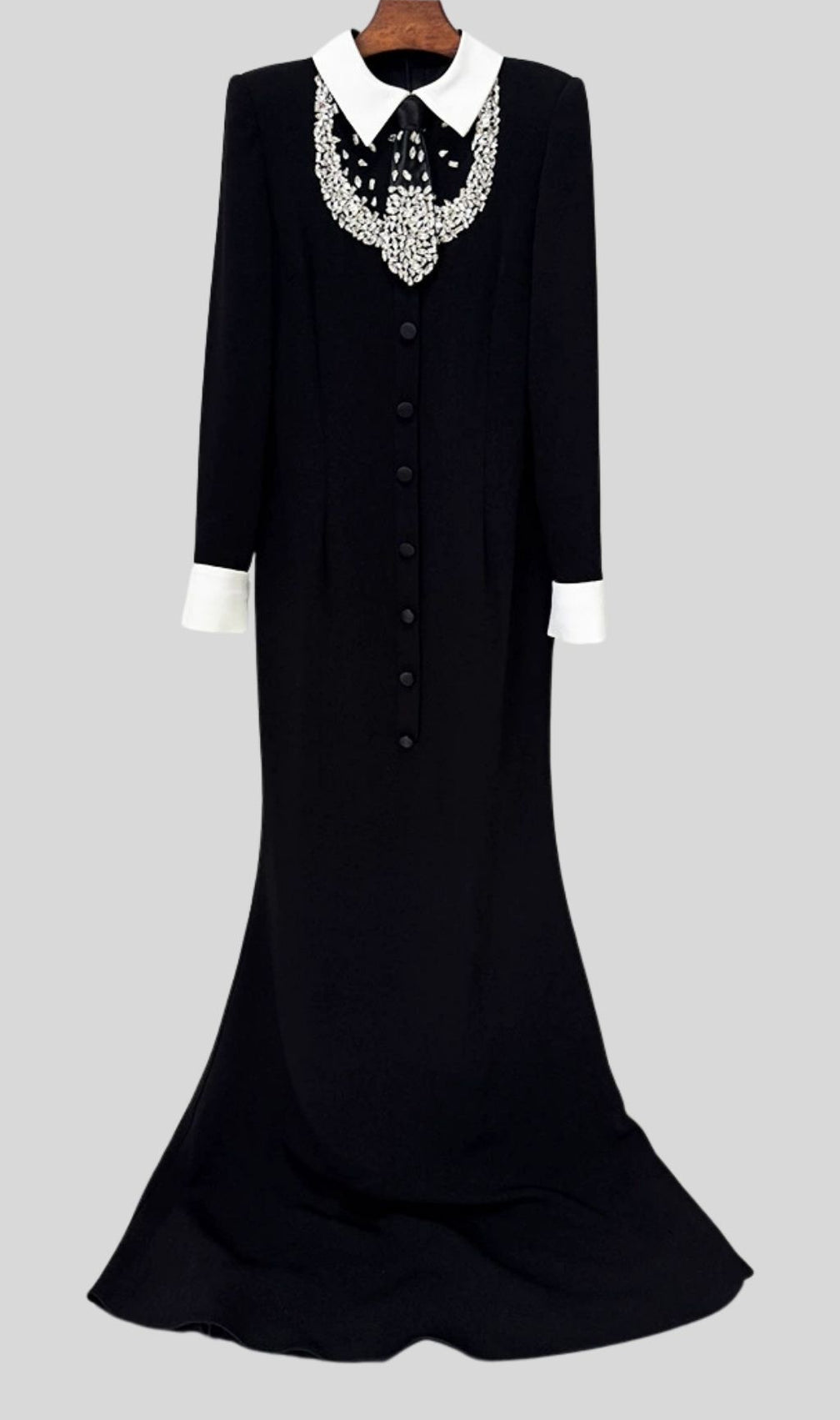 Kylee Black Diamante Long Sleeve Maxi Dress