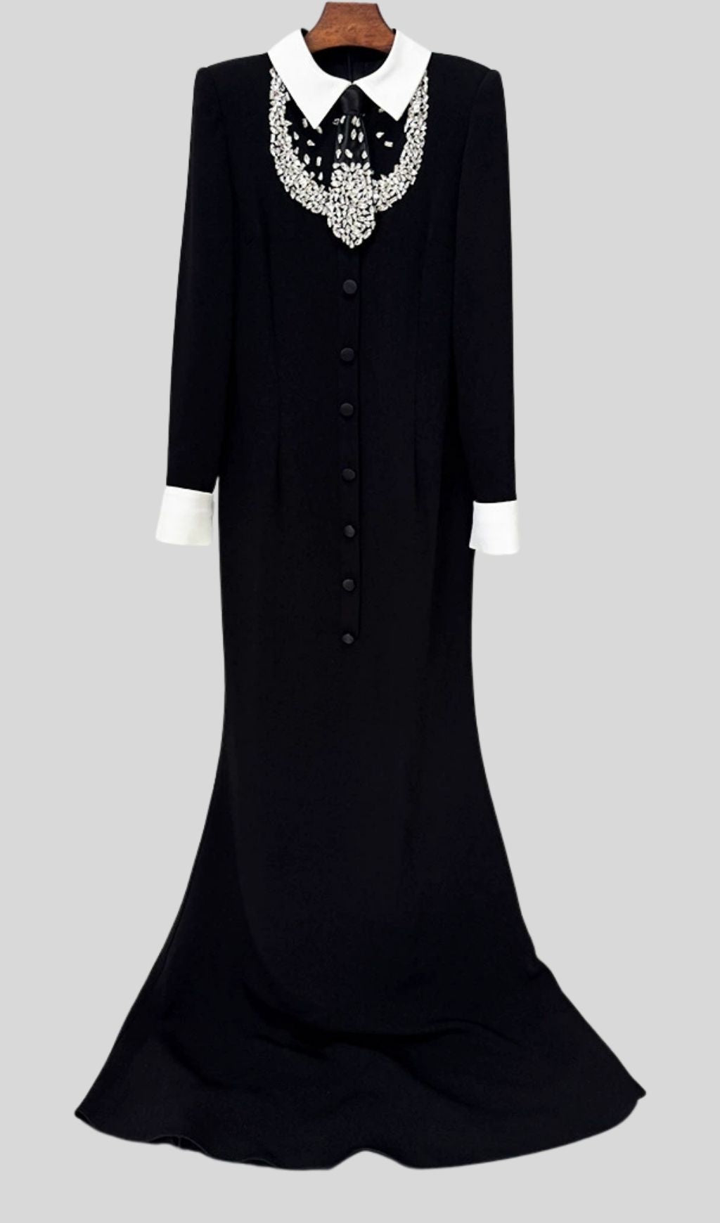 Kylee Black Diamante Long Sleeve Maxi Dress