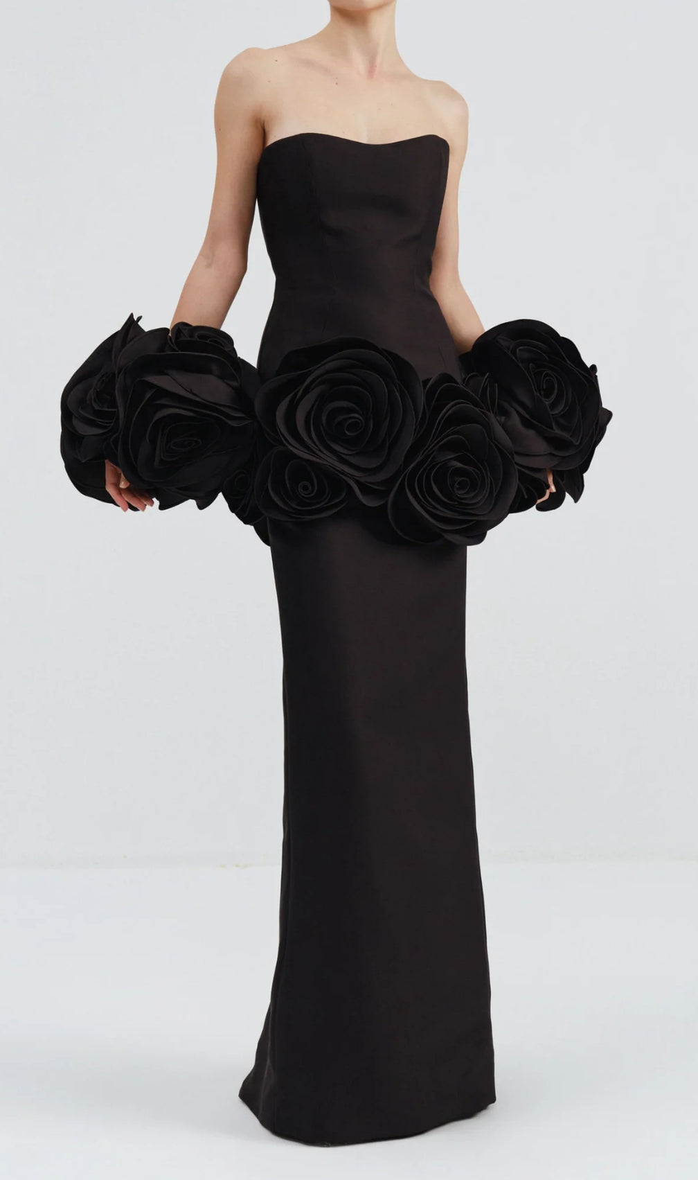 Domino Strapless Flower Bandage Maxi Dress